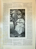 Antique Old Print 1897 Lady Man Romance Garden Scene House Shattered Flowers