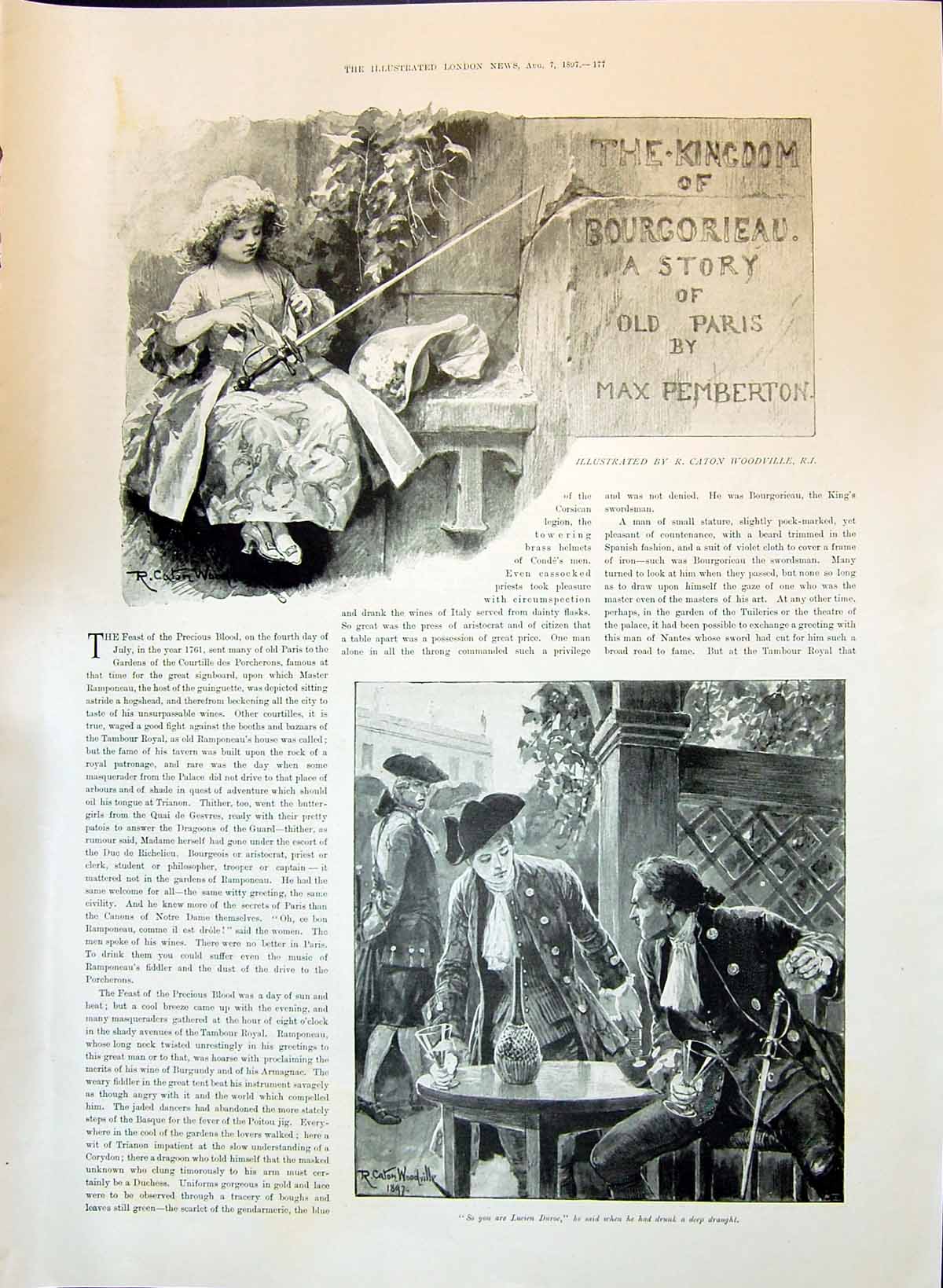 Old Print 1897 Kingdom Bourgorieau Story Paris Pemberton Men Lucien Duroe 19th