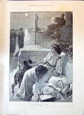 Old 1897 Moonlight Idyll Ladies Dog Grenfell Wakefield Maddison Laing Victorian