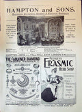 Antique Print 1897 Hampton Decorators Faulkner Diamond Pearls Erasmic Soap 19th