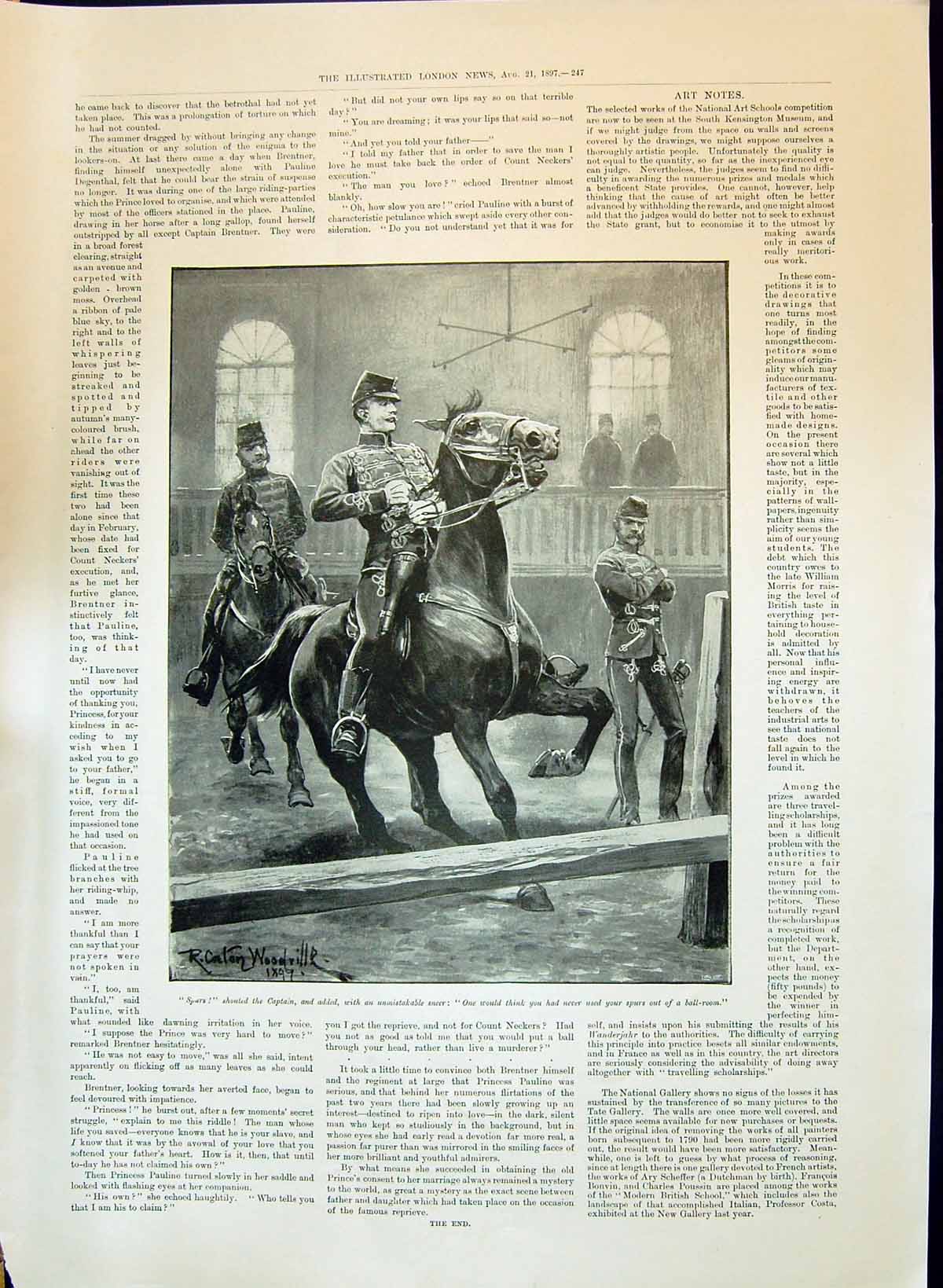 Original Old Antique Print 1897 Captain Siers Horses Portrait Hall Caine Writer