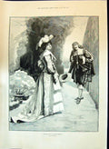 Old 1897 Lovers Meeting Romance Man Lady St. George'S Chapel Curfew W Victorian