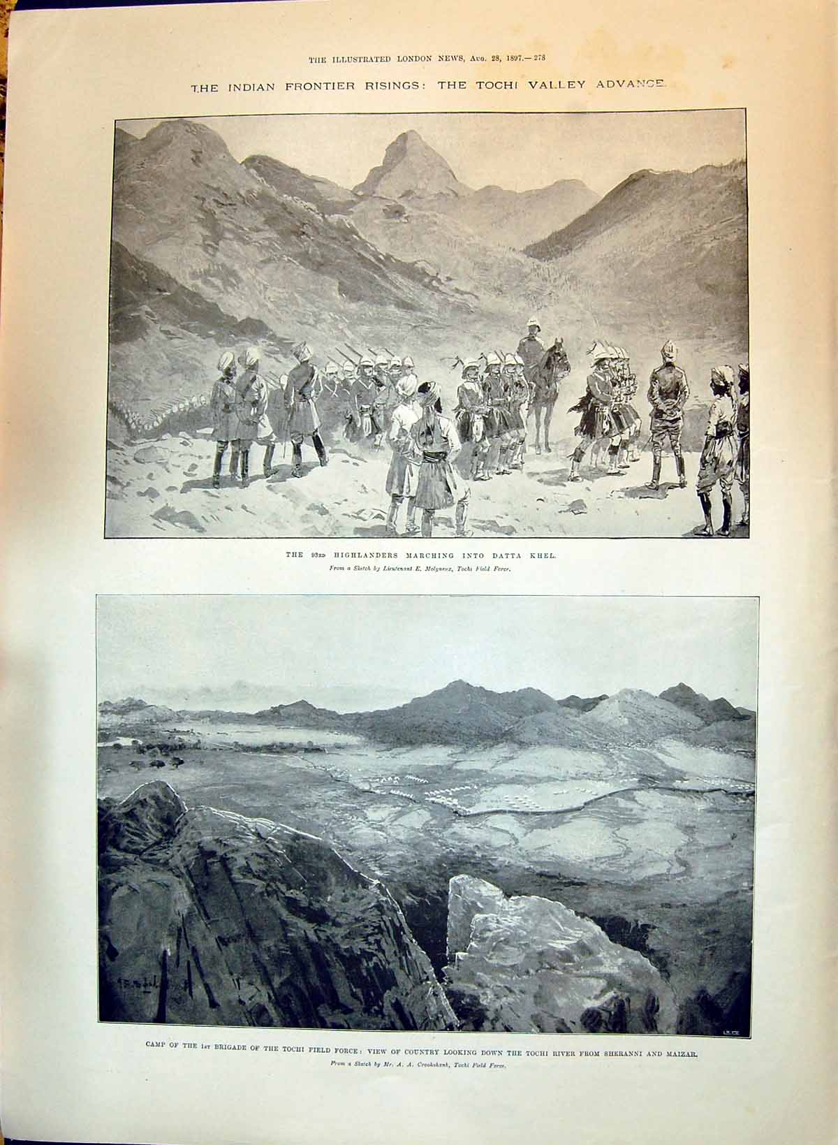 Old 1897 Indian War Tochi Highlanders Datta Khel Jirga Council Pathan Victorian