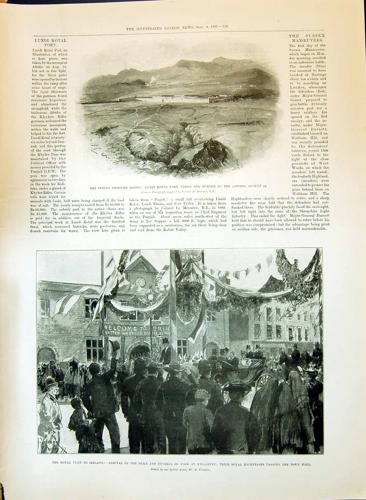 Old 1897 Indian Frontier Lundi Kotal Ireland Duke York Killarney Morg Victorian