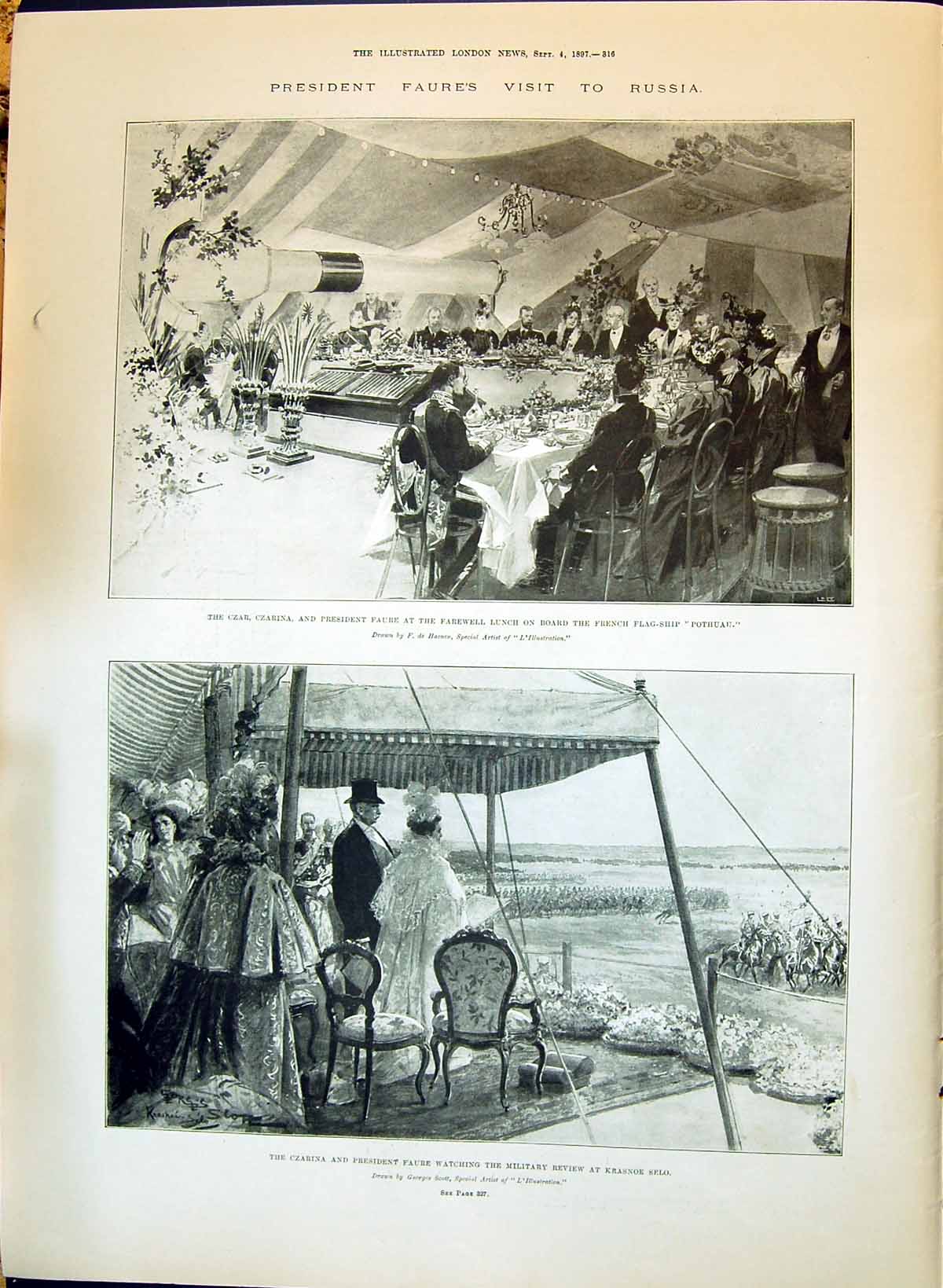 Old 1897 President Faure Russia Czar Ship Pothuau Krasnoe Selo George Victorian