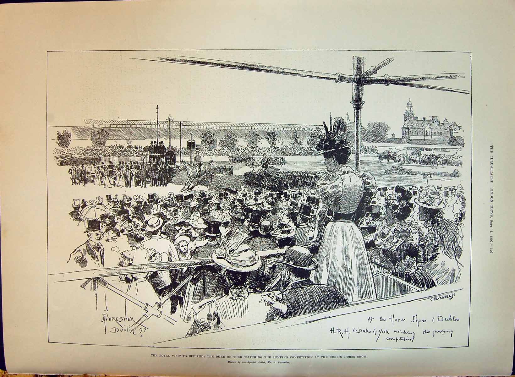 Old 1897 Duke York Ireland Jumping Dublin Horse Show Lady Man Firesid Victorian