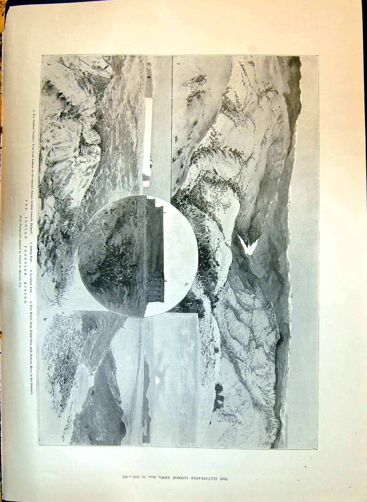 Old 1897 Indian Frontier Orakzai Lakkar Sartop Fort Kohat Kuriam Rive Victorian