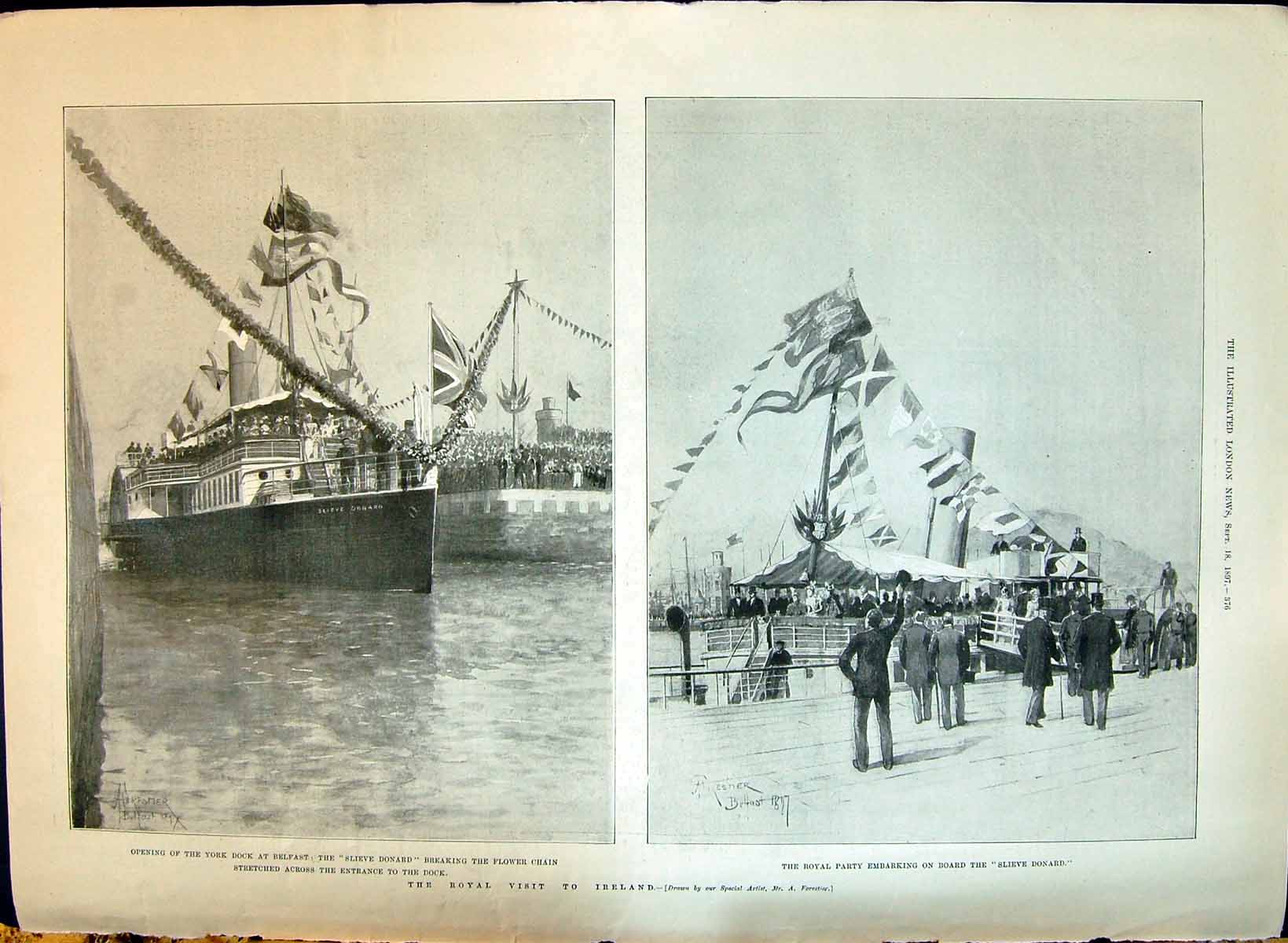 Old 1897 Royal Ireland Slieve Donard Ship Dock Belfast Duke York Newt Victorian