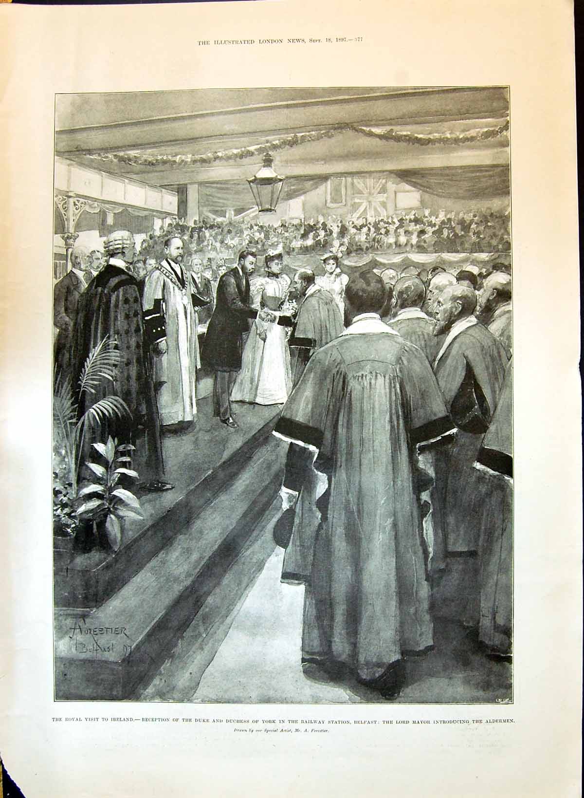 Old 1897 Royal Visit Ireland Duke York Railway Belfast Northampton Pi Victorian