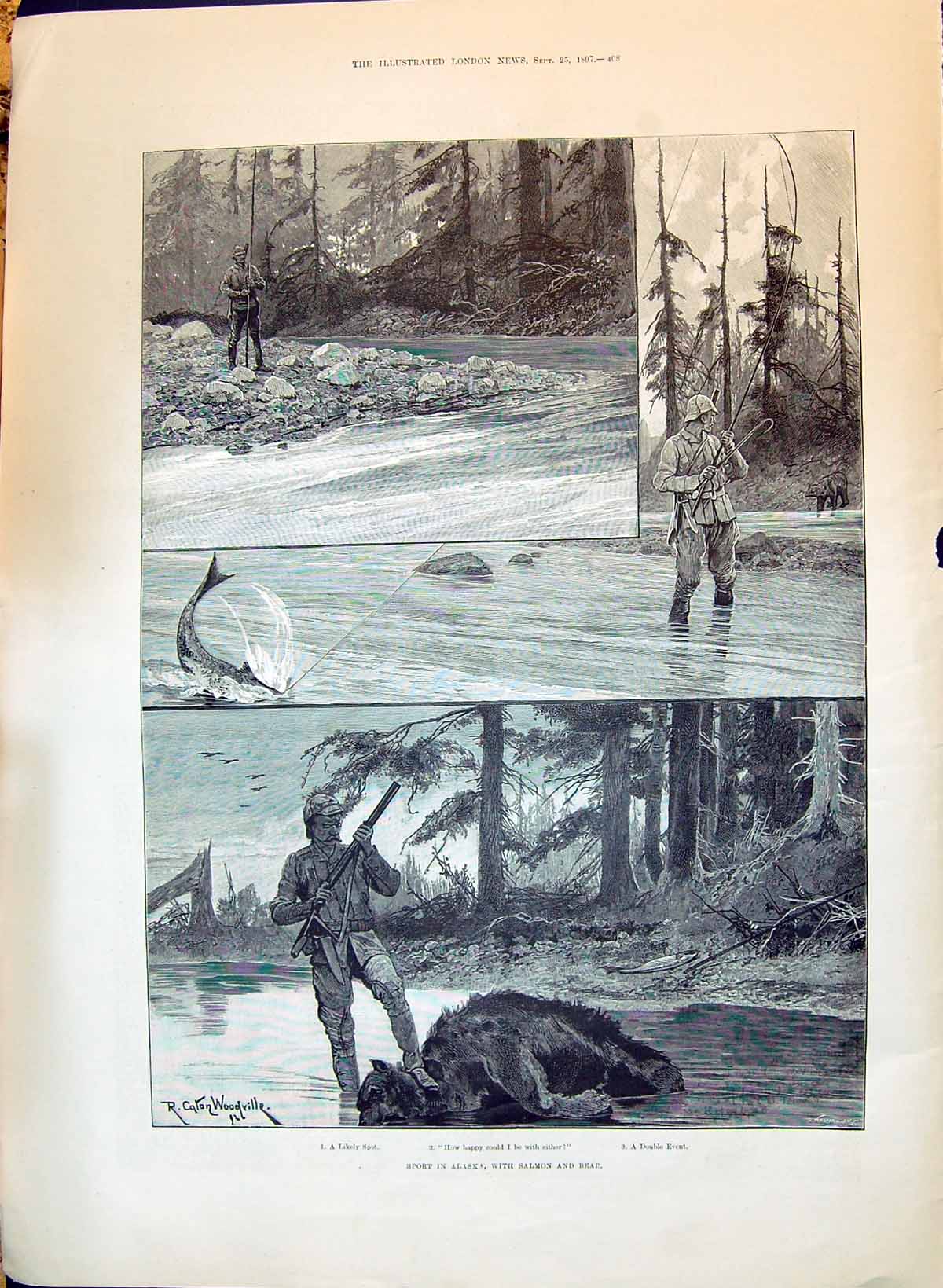 Old 1897 Sport Alaska Fishing Salmon Hunting Bear Wilhelmina Queen Ne Victorian