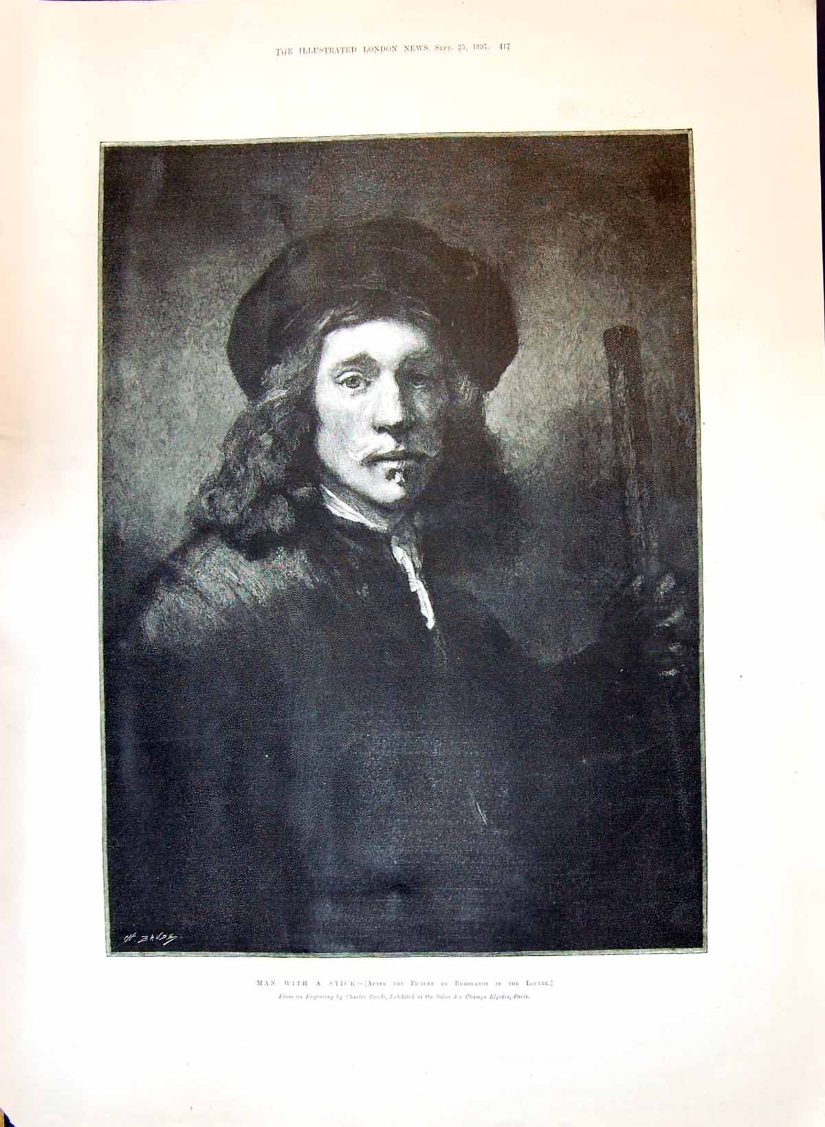 Old 1897 Man With A Stick Portait Rembrandt Louvre Catholic Augustine Victorian