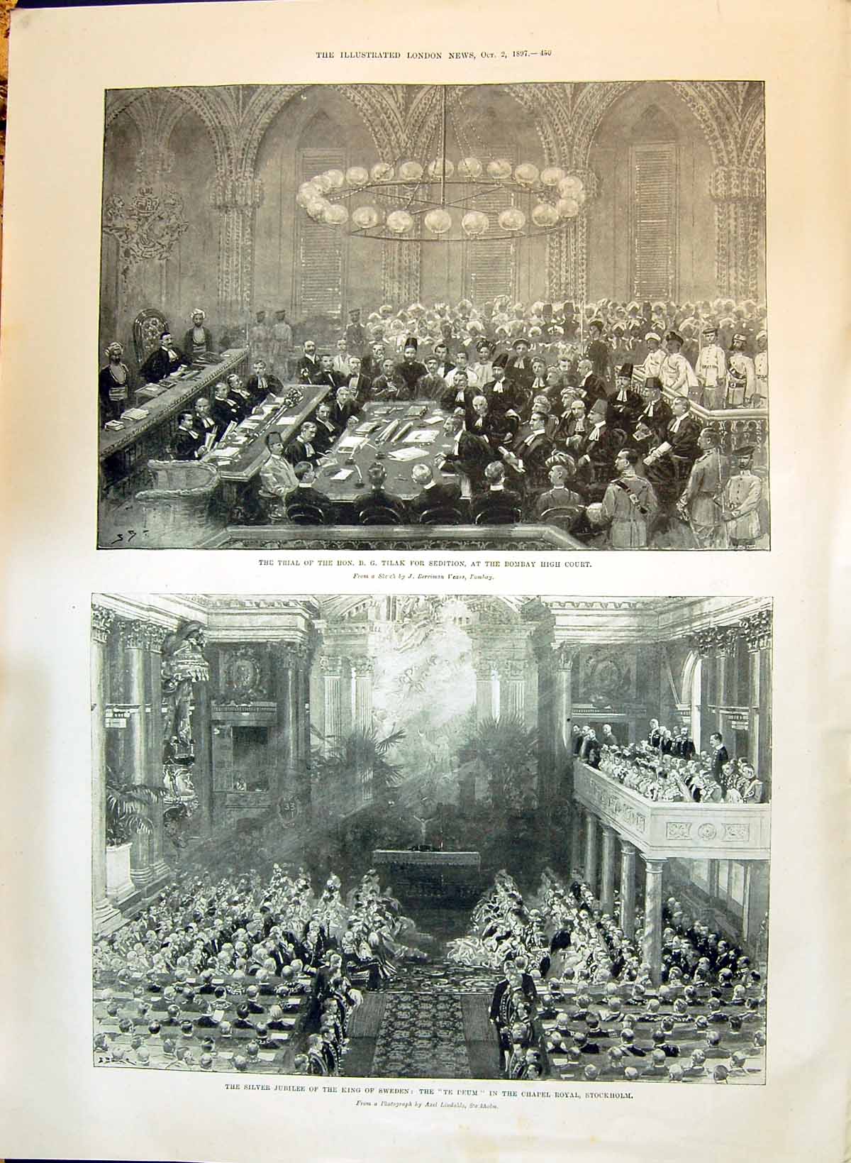Old 1897 Trial Tilak Bombay High Court Jubilee King Sweden Stockholm Victorian