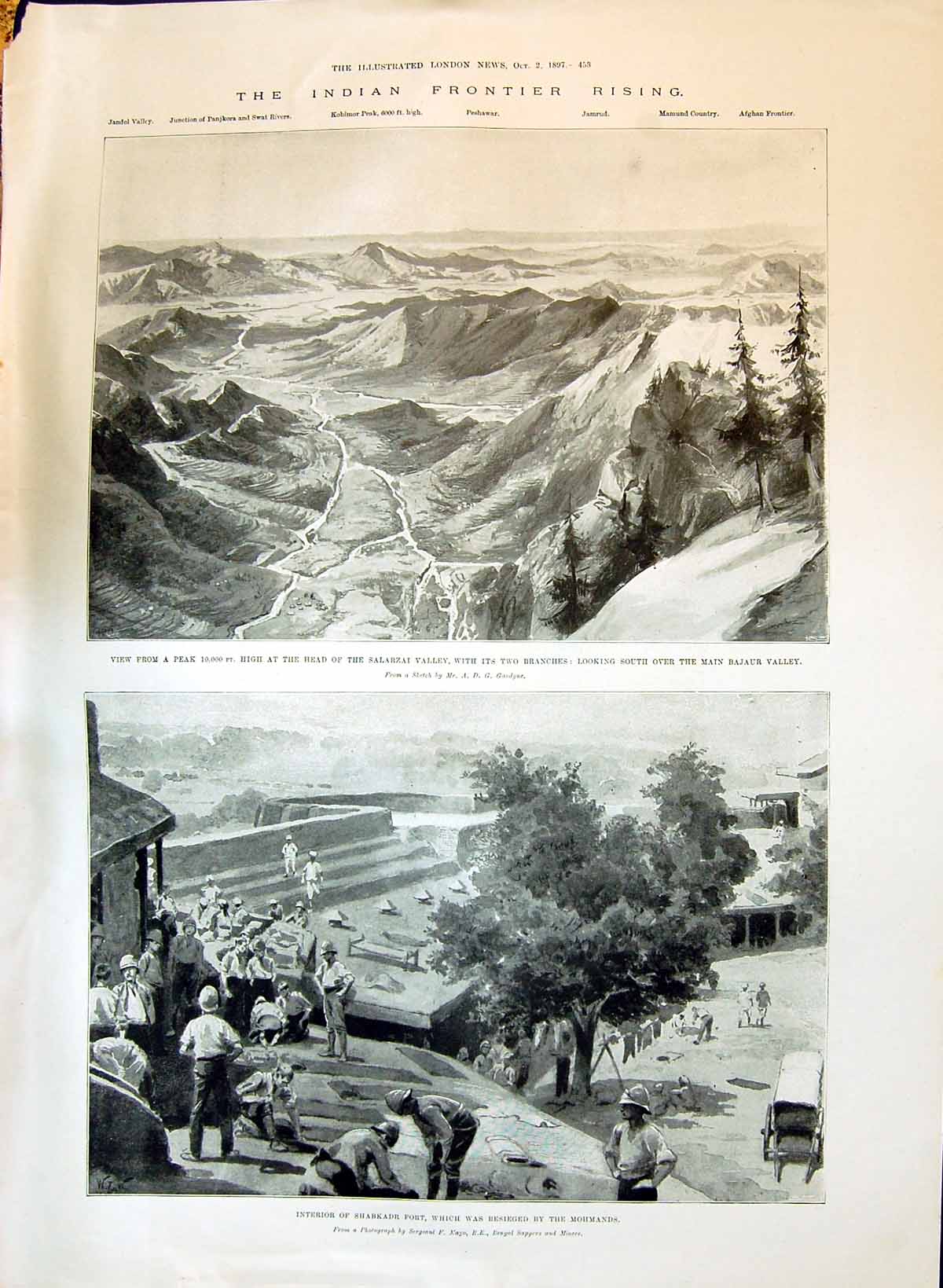 Old 1897 Indian Frontier Salarzai Bajaur Shabkadr Fort Bengal Shanker Victorian