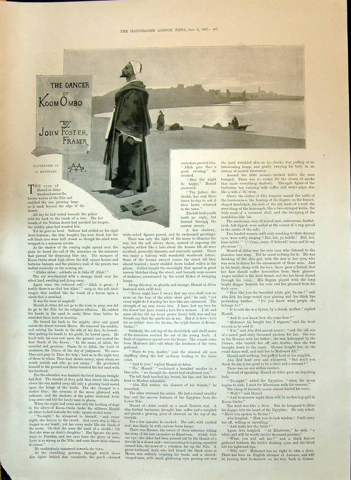 Old 1897 Dancer Koom Ombo Story Man River Nile Egyptian People Montba Victorian