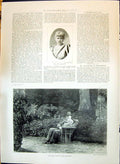 Antique Old Print 1897 Portrait Anna Williams Gladstone Dagger Egyptian Fight