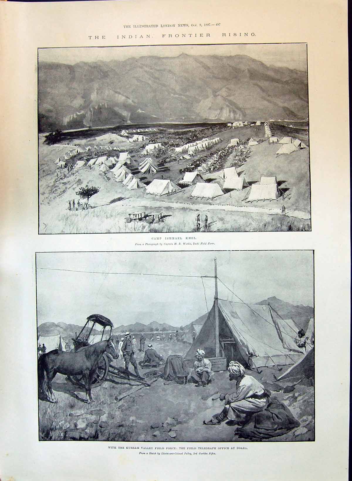 Old 1897 Indian Frontier Camp Ishmael Kurram Telegraph Doaba Cathedra Victorian
