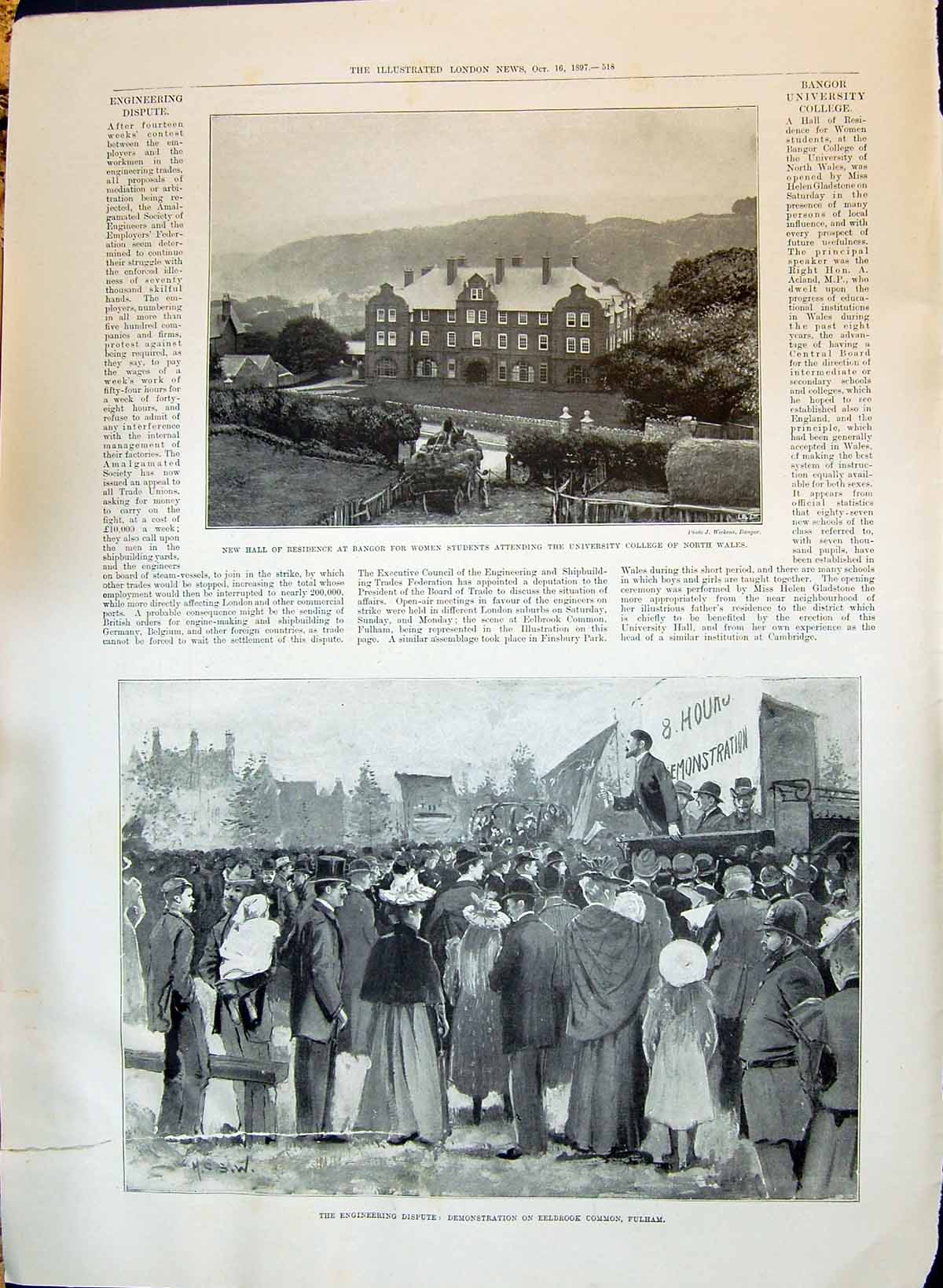 Old 1897 Hall Bangor University Wales Eelbrook Fulham Wakefield Golf Victorian