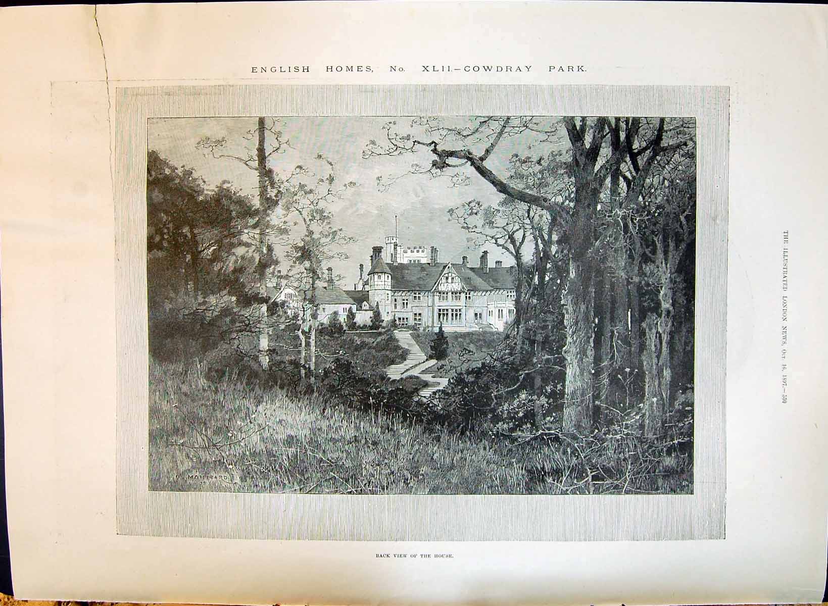 Antique Print 1897 Cowdray Park Mansion House John Gilbert War Siers Horses