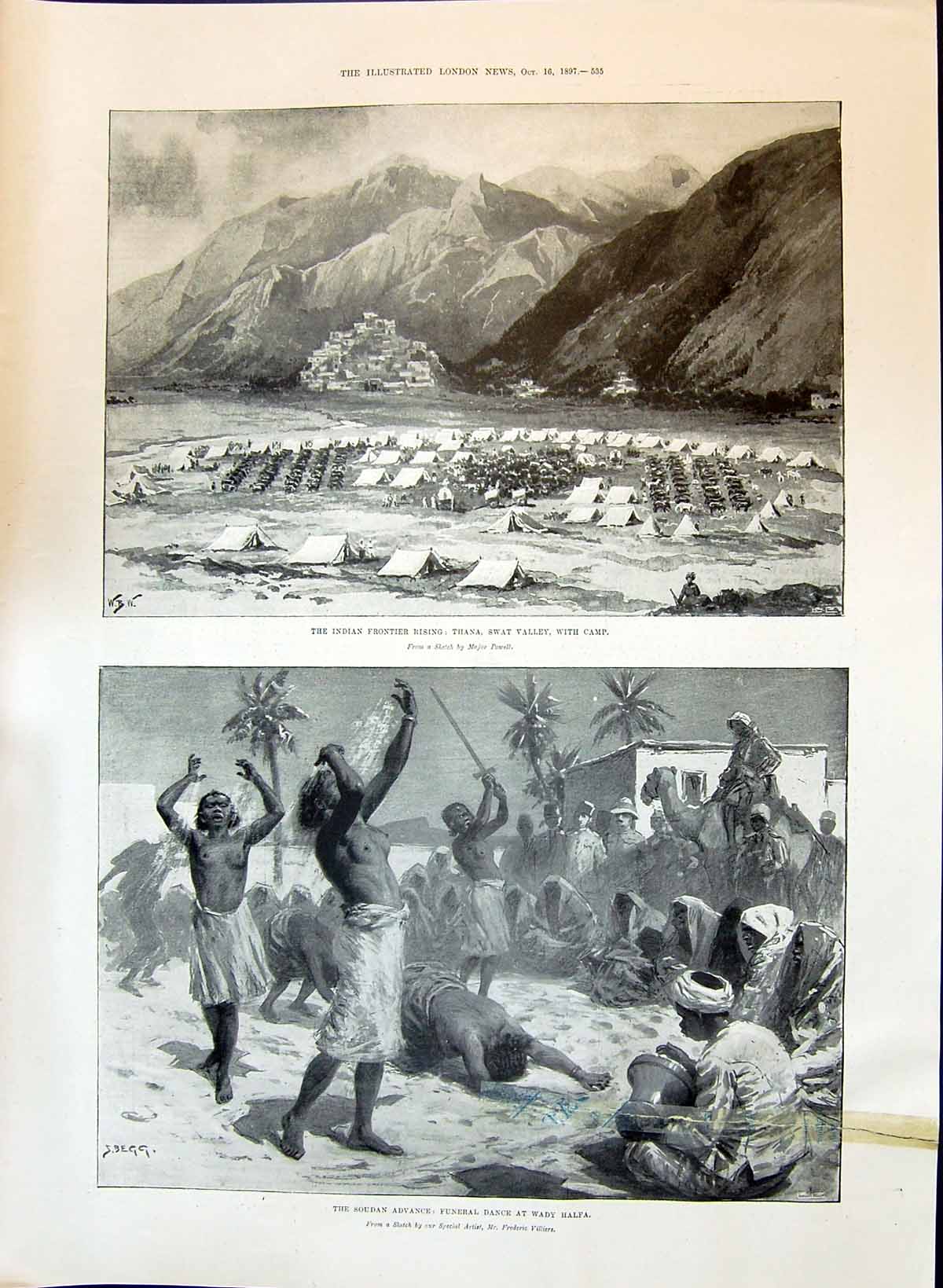 Old 1897 Indian Frontier Thana Swat Valley Soudan Wady Halfa Alfred T Victorian