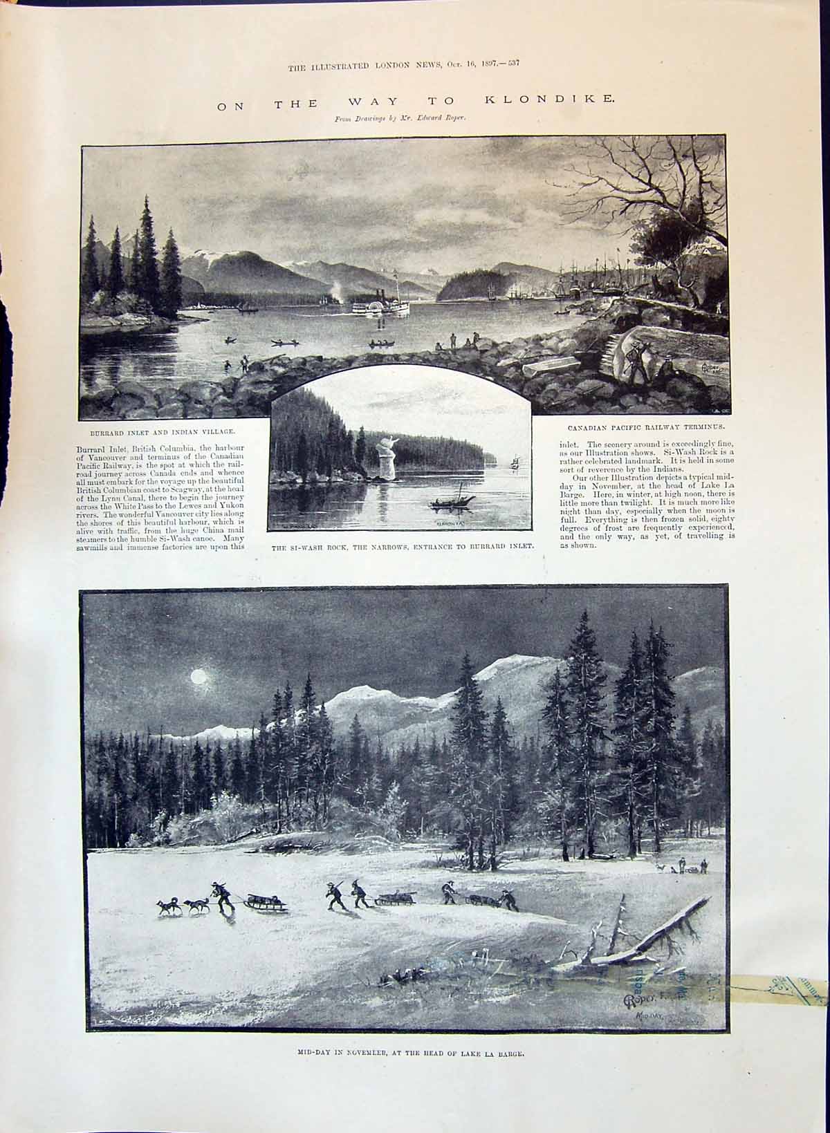Old 1897 Klondike Si-Wash Rock Burrard Lake Barge Soudan War Berber M Victorian