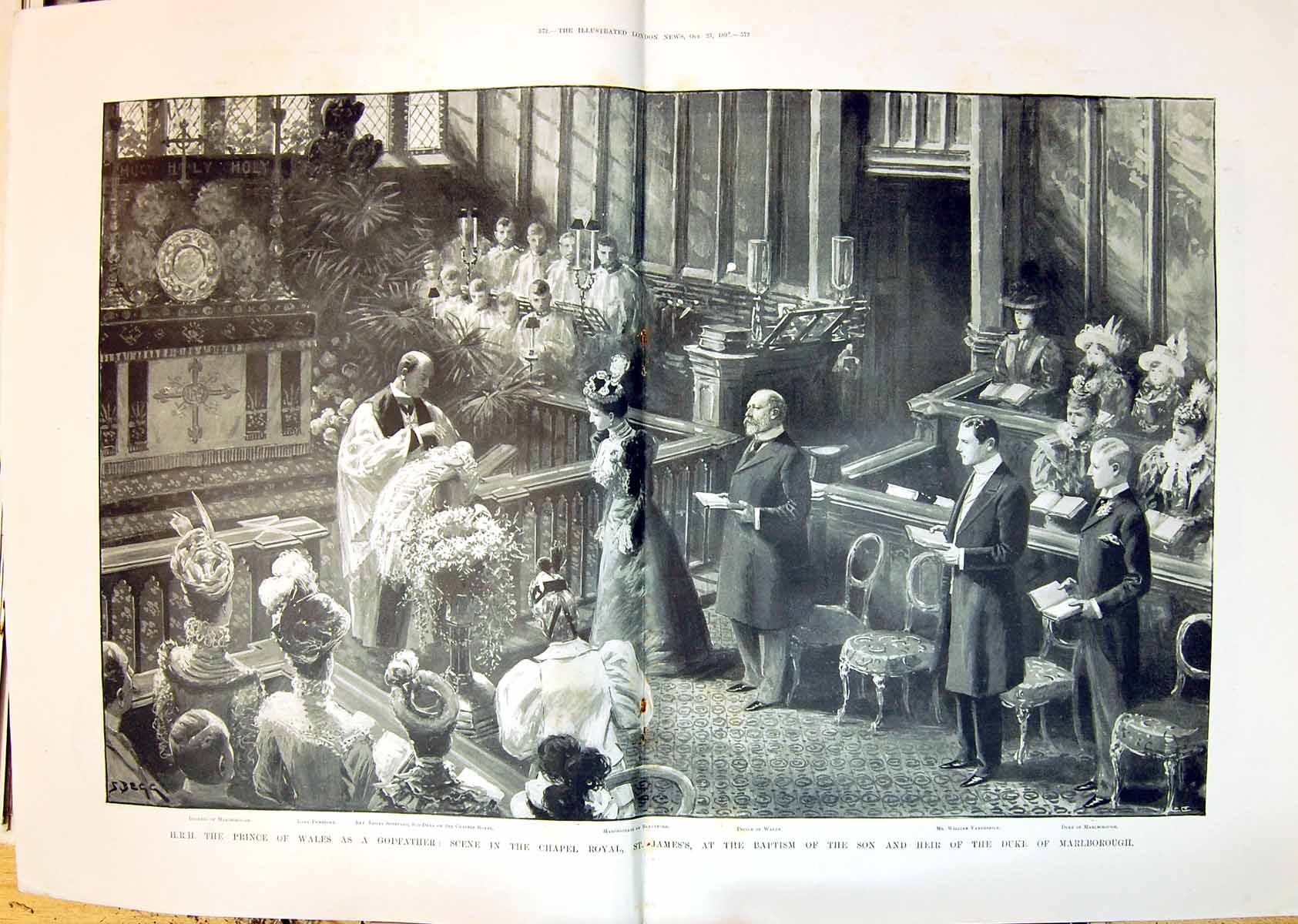 Old 1897 Chapel Royal Baptism Son Duke Marlborough Prince Wales Pembr 19th