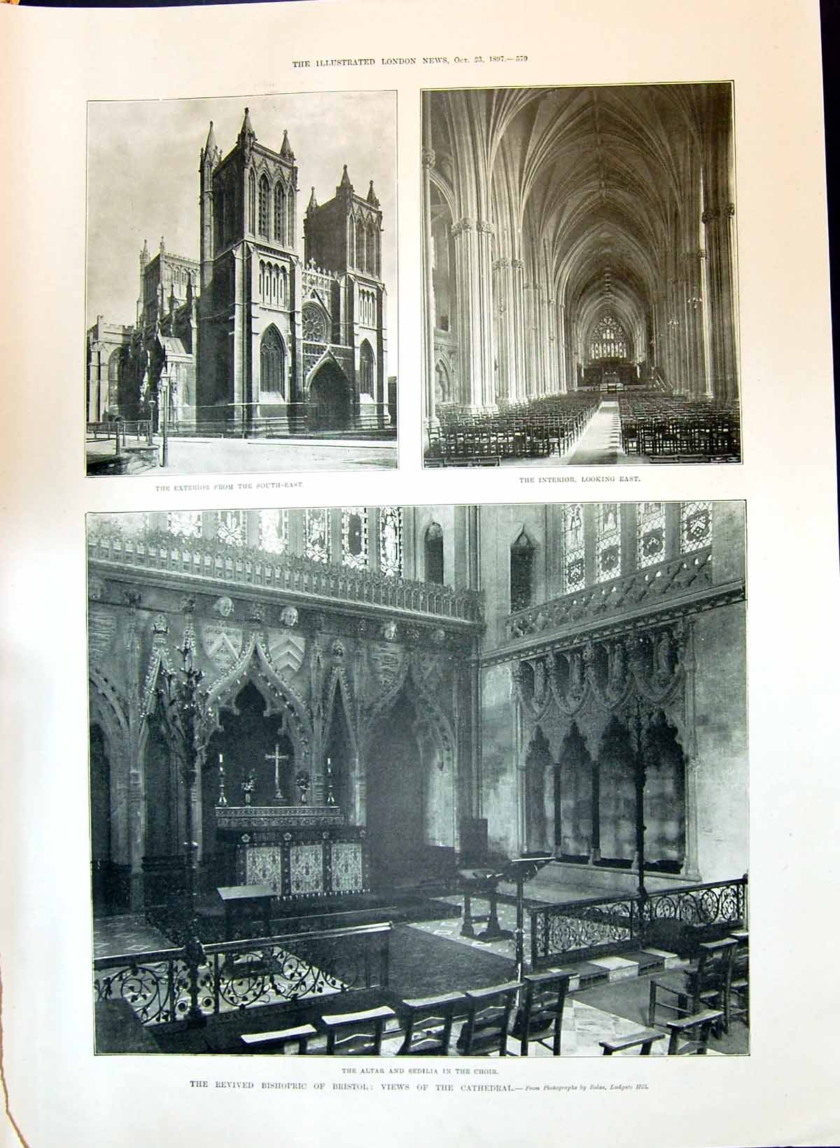 Old 1897 Altar Sedilia Choir Interior Revived Bishopric Bristol Cathe Victorian
