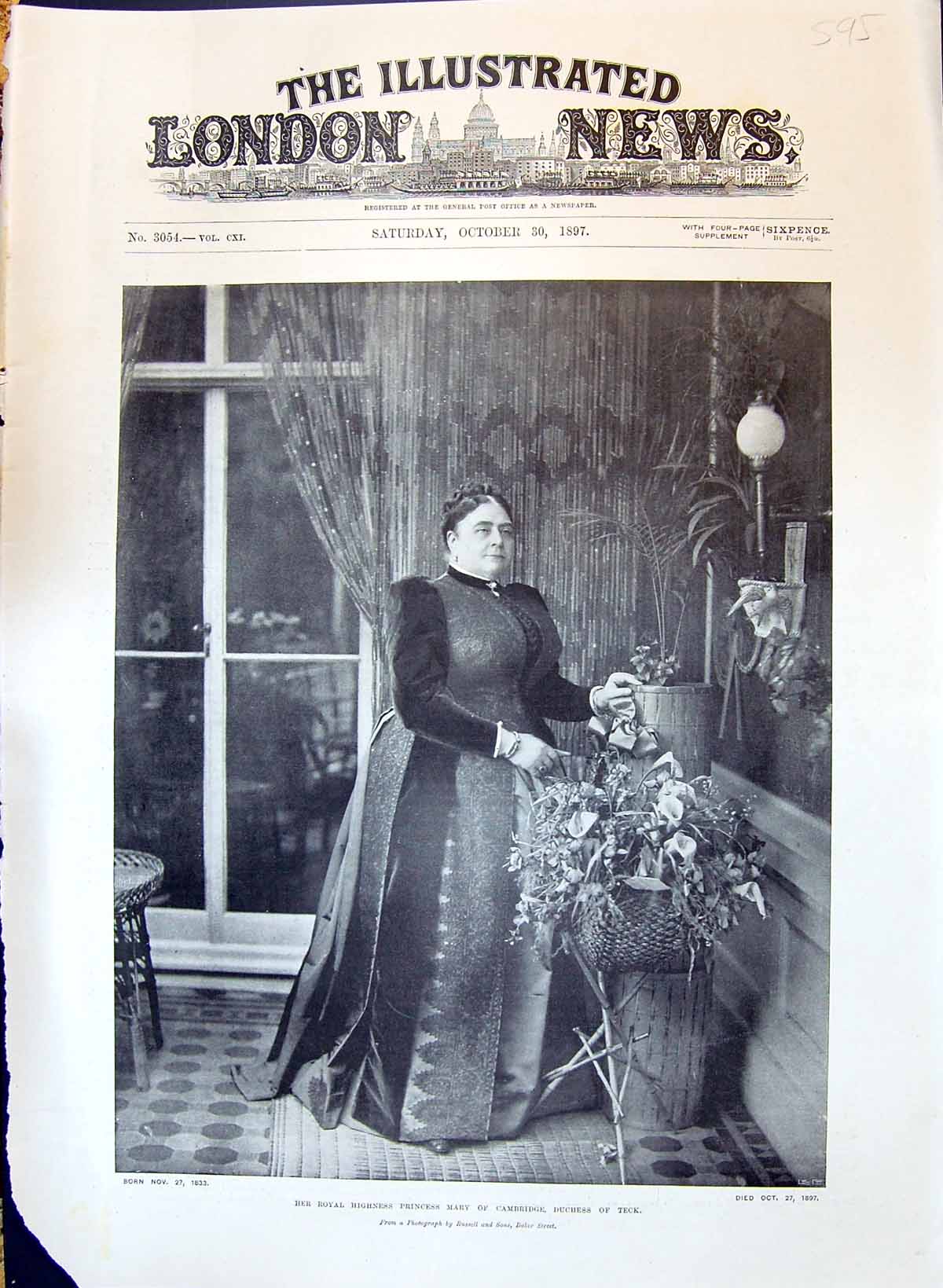 Antique Print 1897 Her Royal Highness Princess Mary Cambridge Duchess Teck 19th