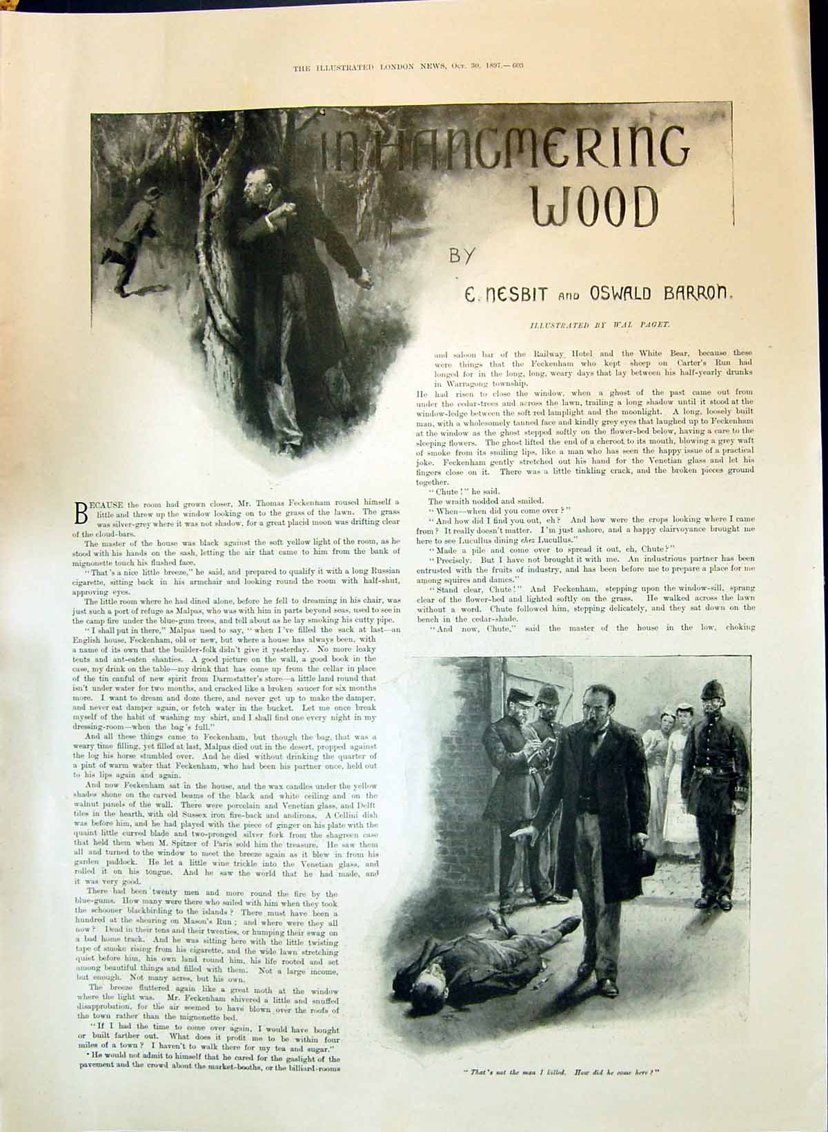 Old 1897 Hangmering Wood Story Dead Man Nesbit Barron Feckenham Illus Victorian