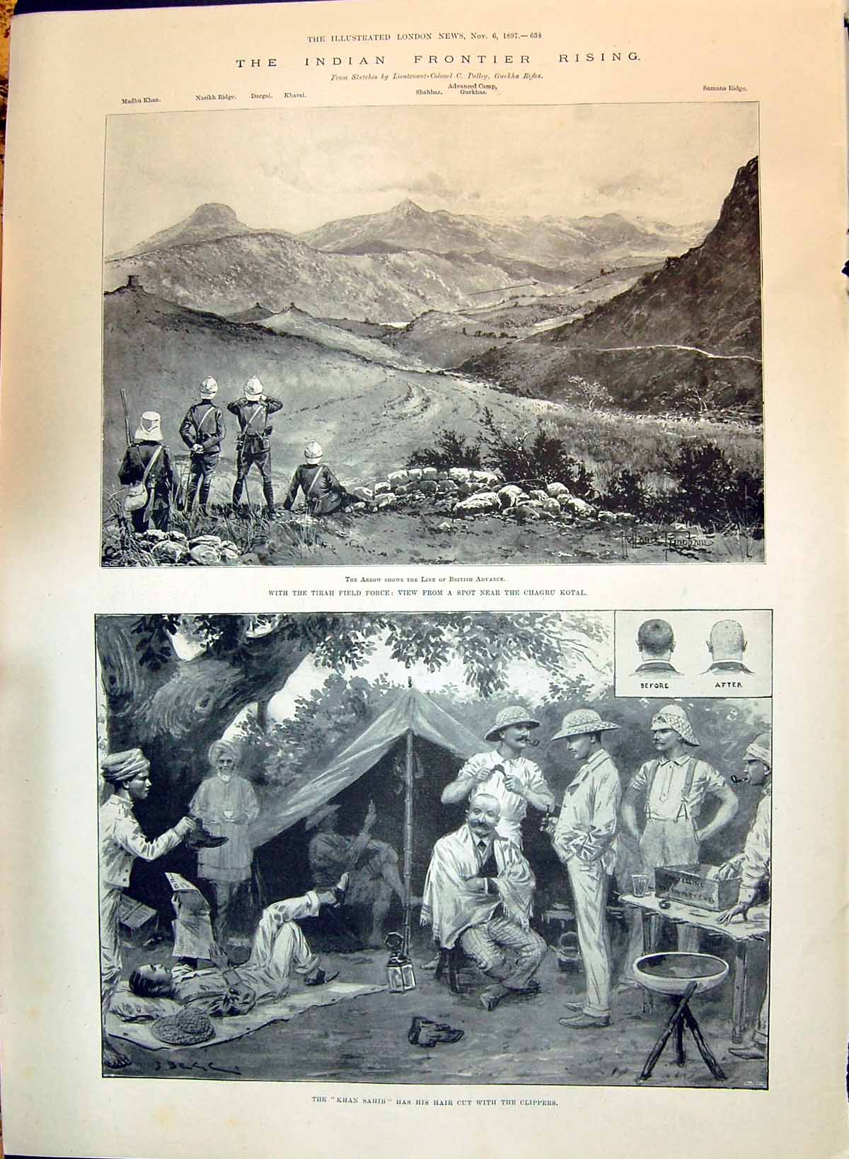 Old 1897 Indian War Tirah Khan Sahib Dargai Chagru Mayor Davies Dewar Victorian