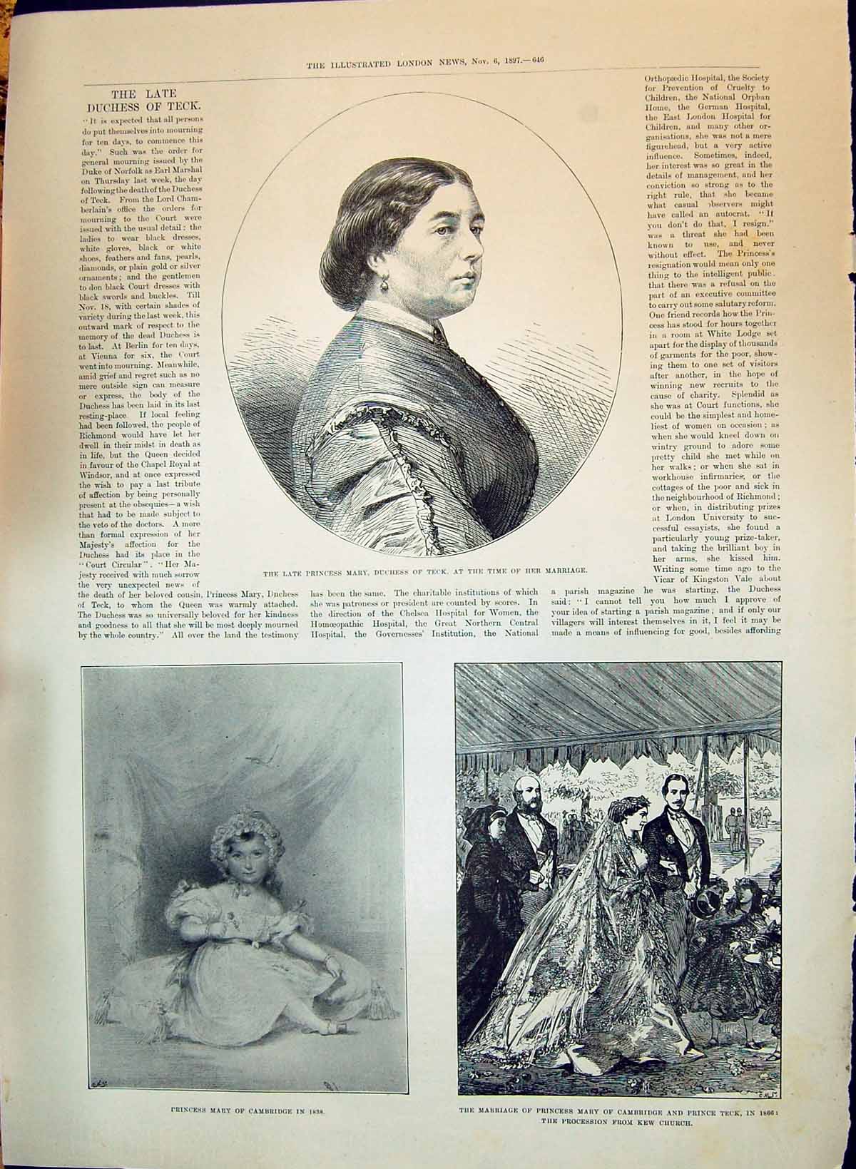 Old 1897 Princess Mary Duchess Teck Baby Marriage Prince Teck Kew Chu Victorian