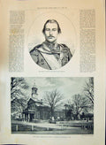 Antique Old Print 1897 Duke Teck Kew Church Portrait Rudyard Kipling Writer
