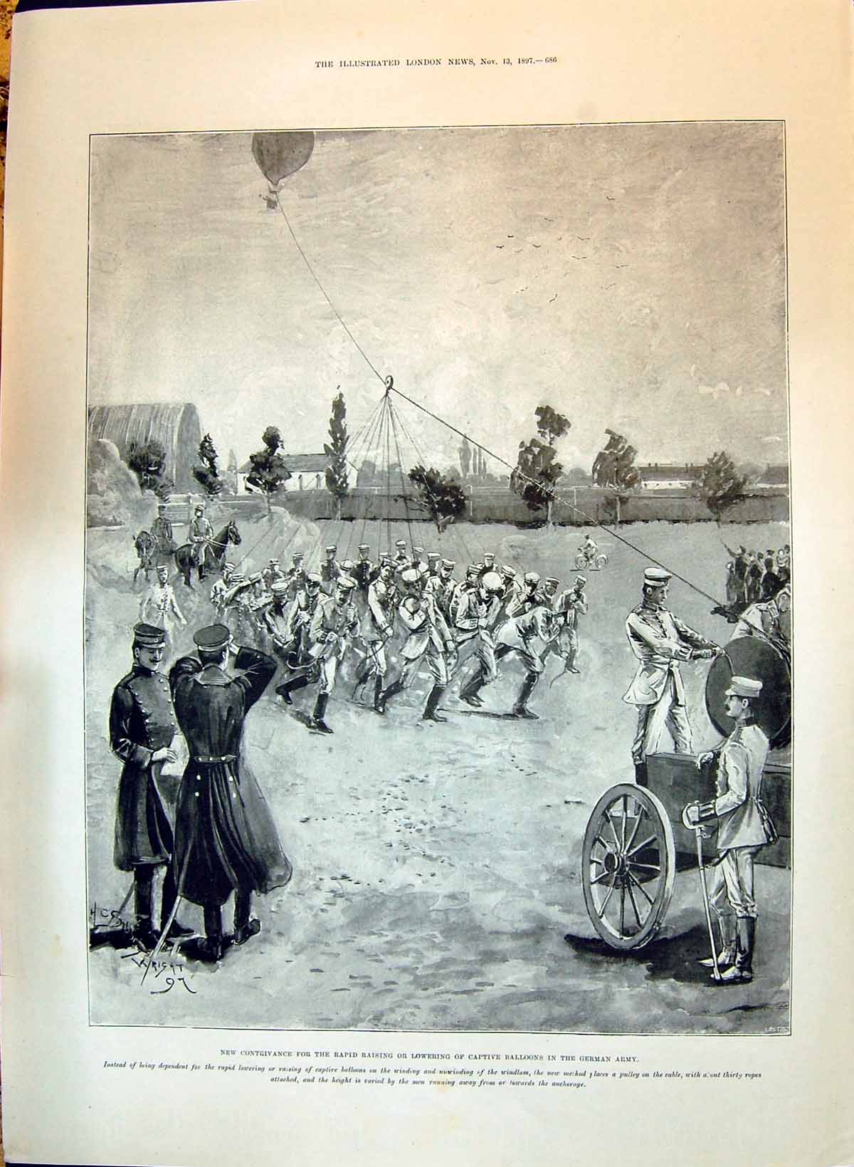 Old 1897 Contrivance Rapid Rising Lowering Balloons German Army Richa Victorian