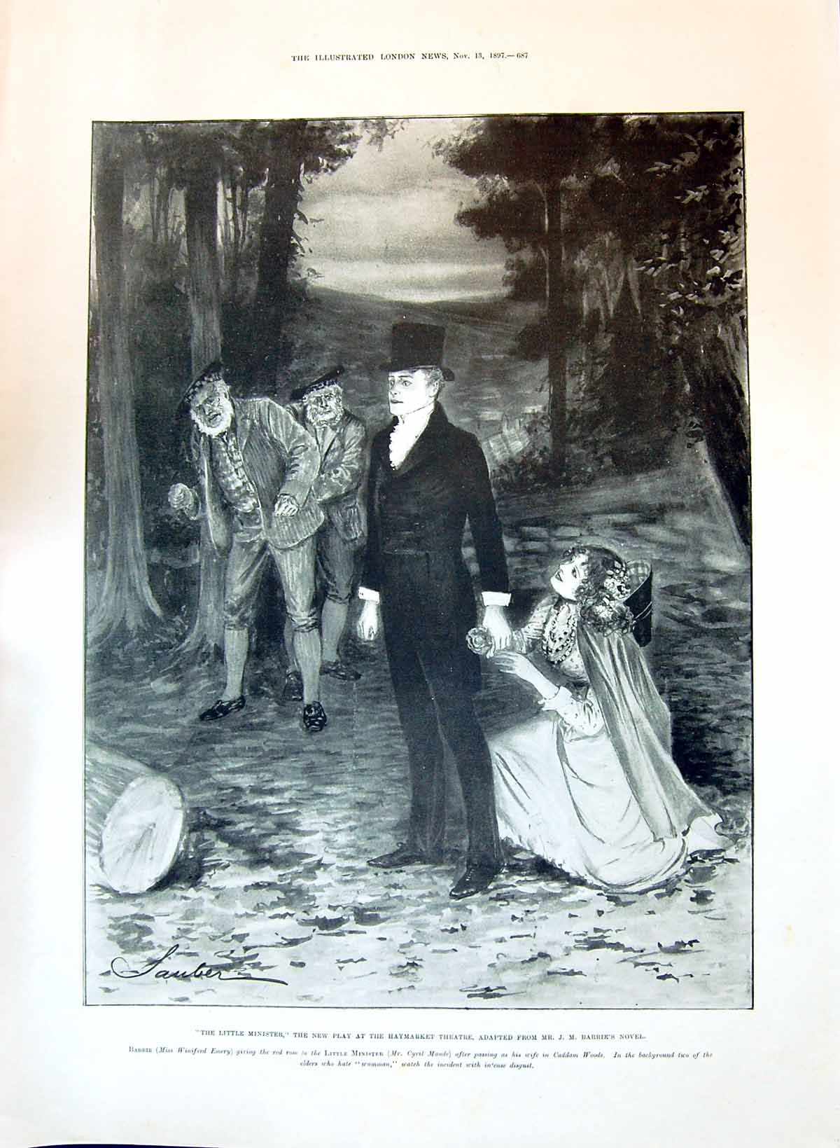 Old 1897 Haymarket Theatre Little Minister Emery Maude Jane Barlow Wr Victorian