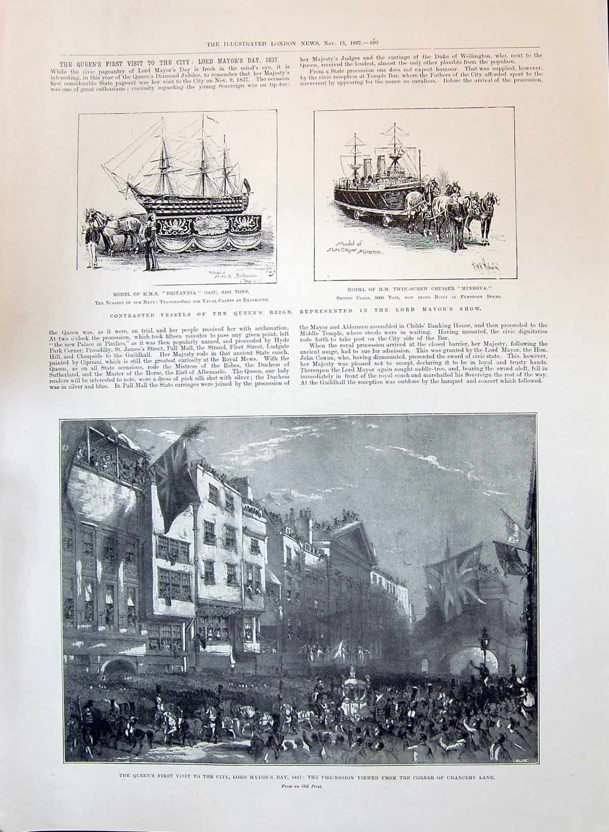 Old 1897 Lord Mayor London Chancery Model Ship Britannia Minerva Skip Victorian
