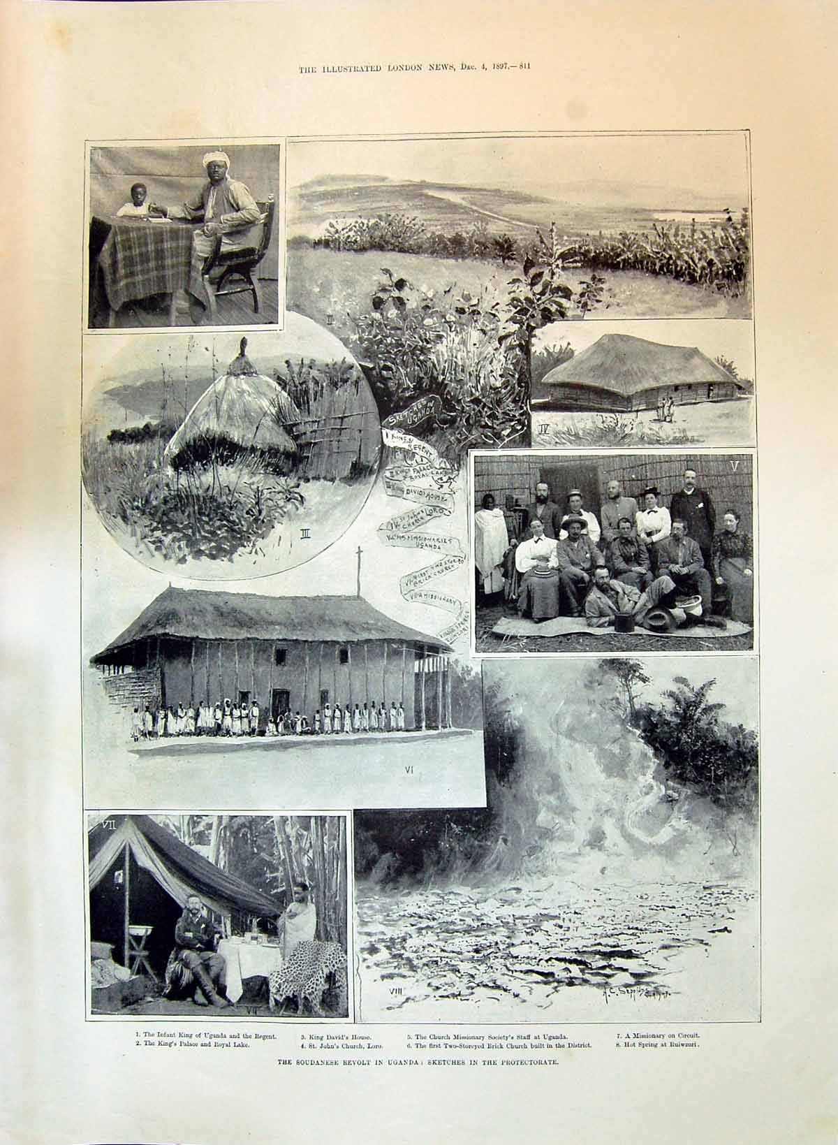 Old 1897 Soudanese Revolt Uganda Protectorate King David House Church Victorian