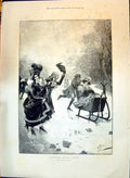 Old 1897 Seventeenth Century Skaters Ice Sledge Blakeley Lake Pearson Victorian