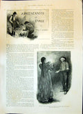 Old Print 1897 Lady Men Camp Fire Harlow Story Illustration Mary Wilkins 19th