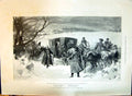 Old 1897 Bishop Christmas Greeting Transport Coach Horses Birds Tree Victorian