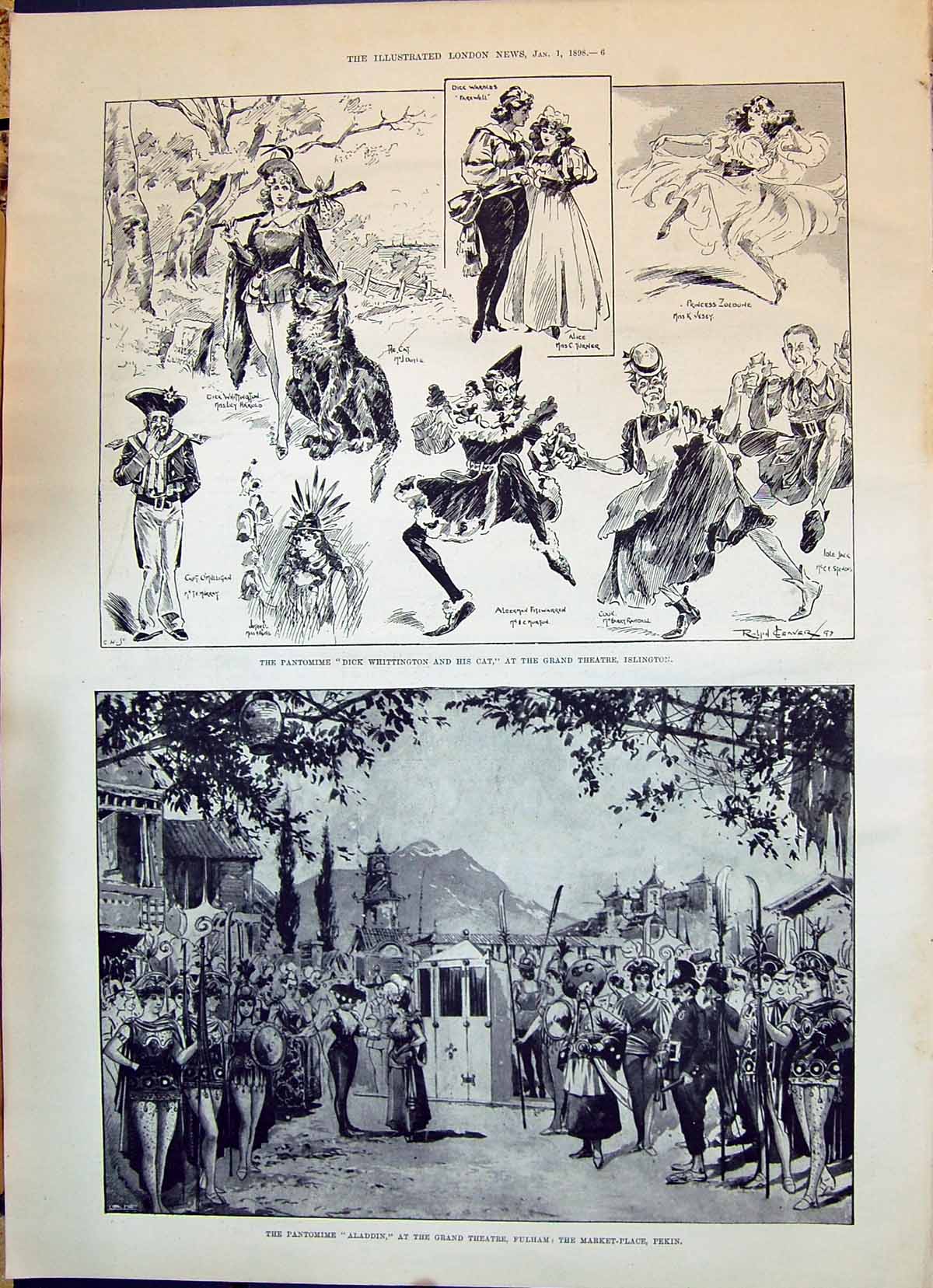 Old 1898 Pantomime Dick Whittington Theatre Islington Aladdin Fulham Victorian