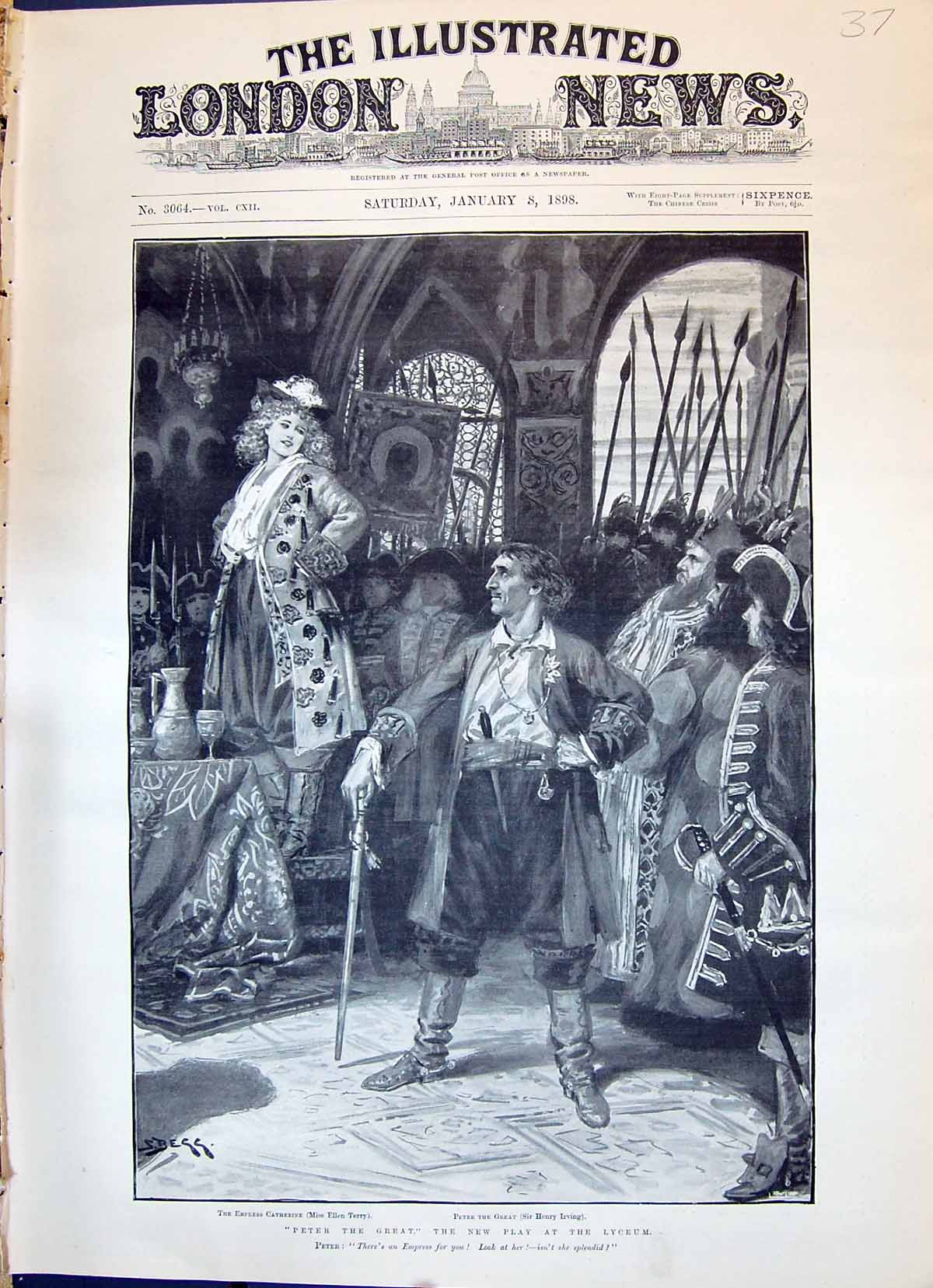 Old 1898 Peter Great Play Lyceum Empress Catherine Ellen Terry Henry Victorian