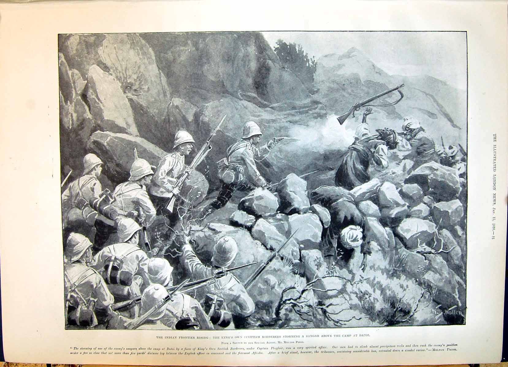 Old 1898 Indian Frontier King'S Scottish Borderers Sangar Camp Datoi Victorian