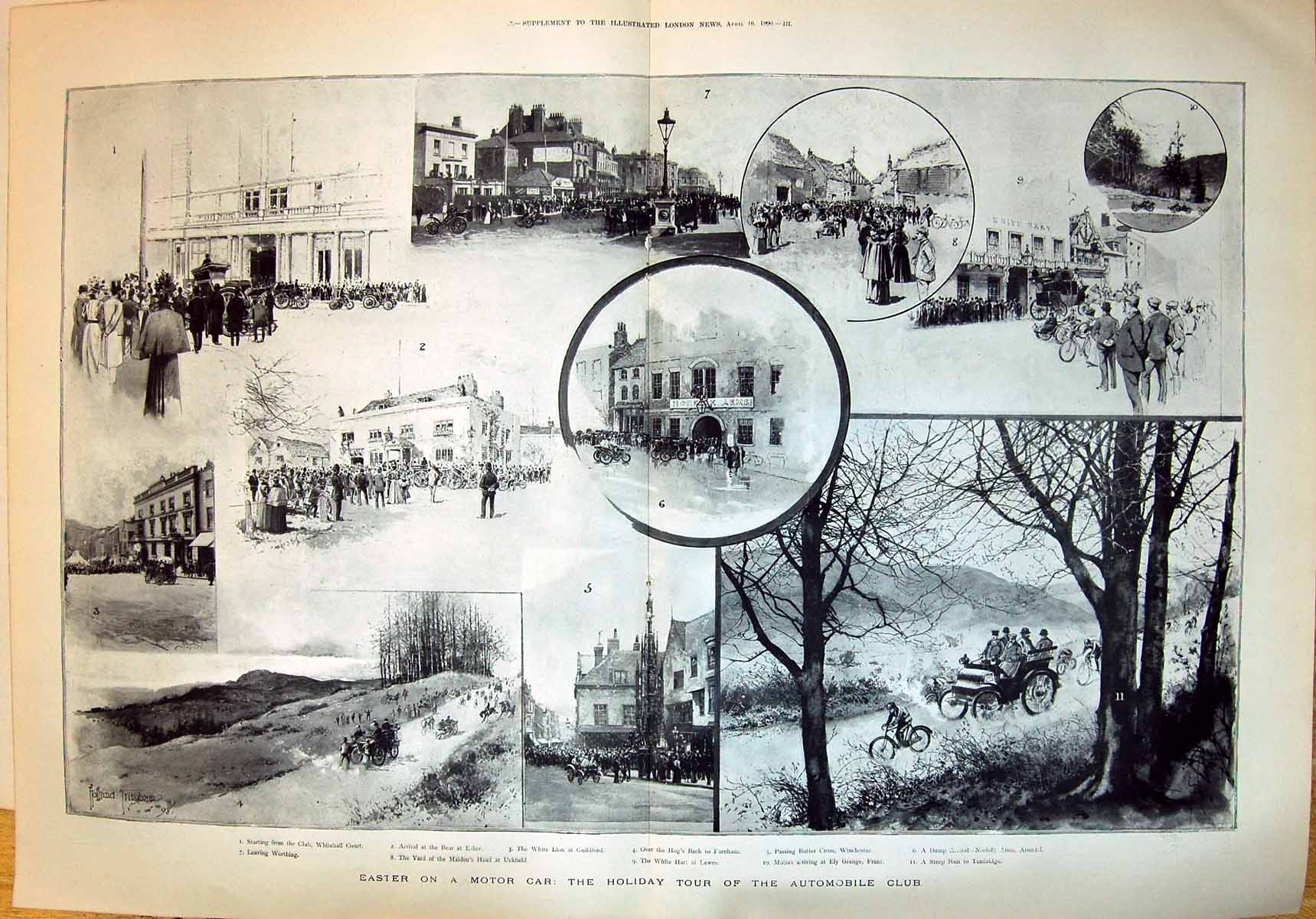 Old 1898 Motor Car Automobile Club White Lion Guildford Uckfield Tunb 19th