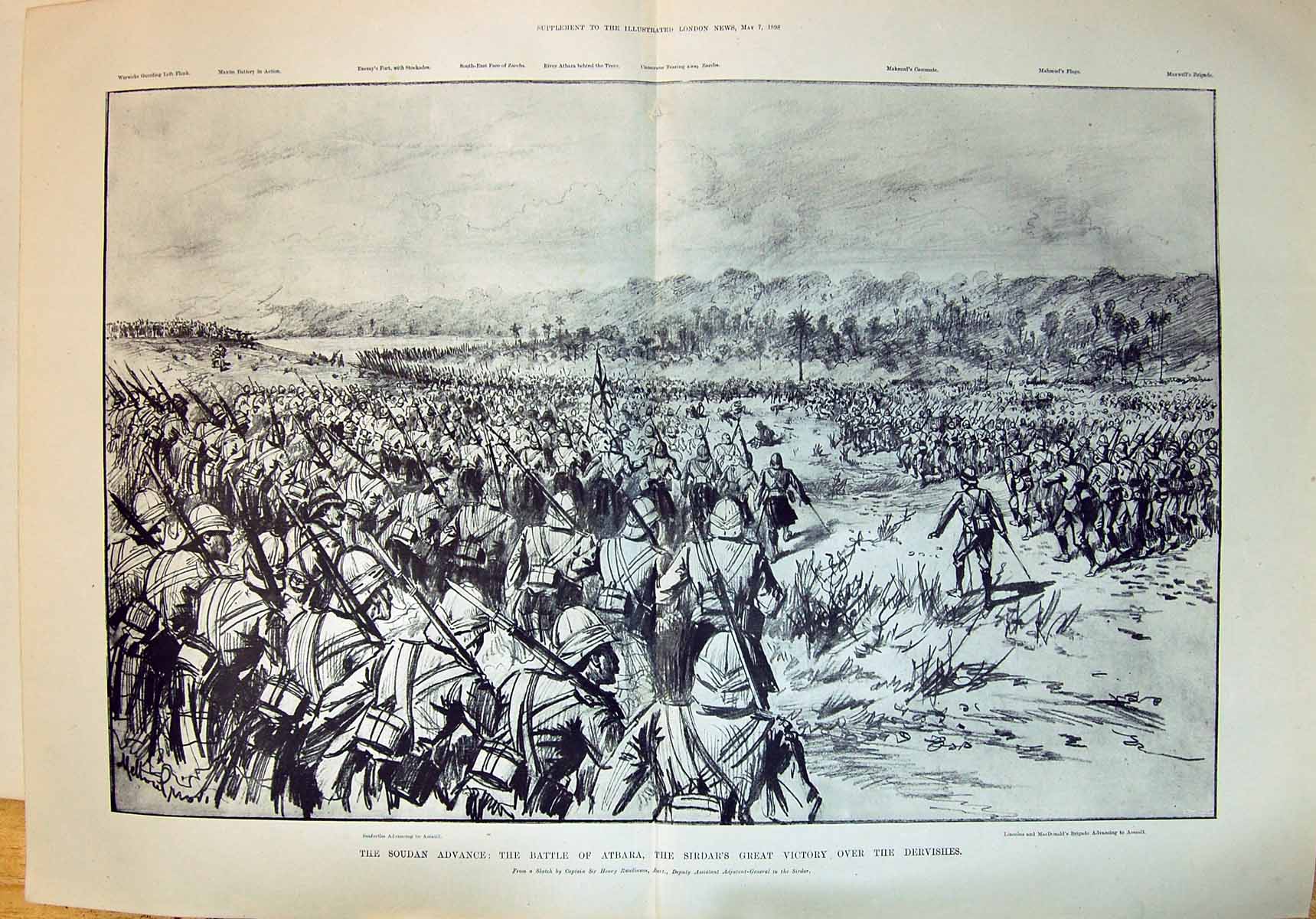 Old 1898 Soudan Advance Battle Atbara Sirdar Victory Dervishes Mahmud 19th