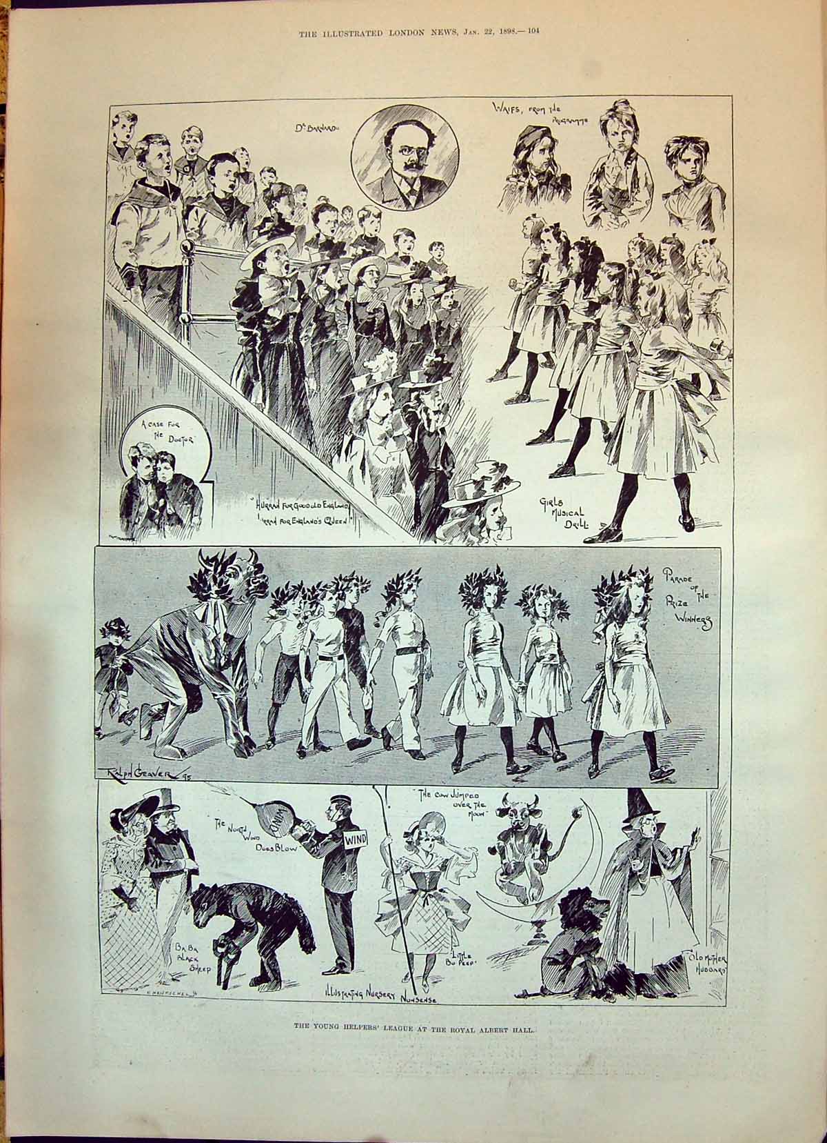 Old 1898 Young Helpers League Royal Albert Hall Barnard Villiers Hous Victorian