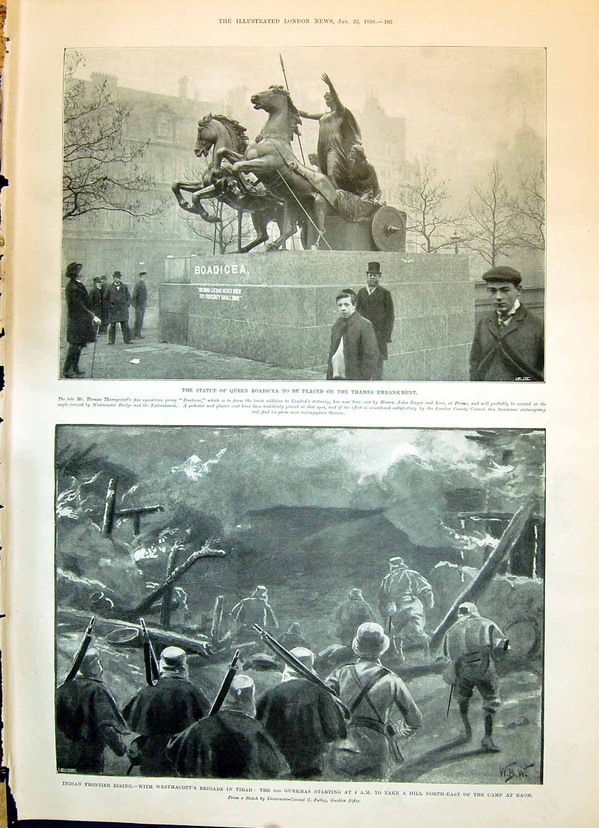 Old 1898 Statue Queen Boadicea India Westmacott Tirah Bagh Gatacre Co Victorian