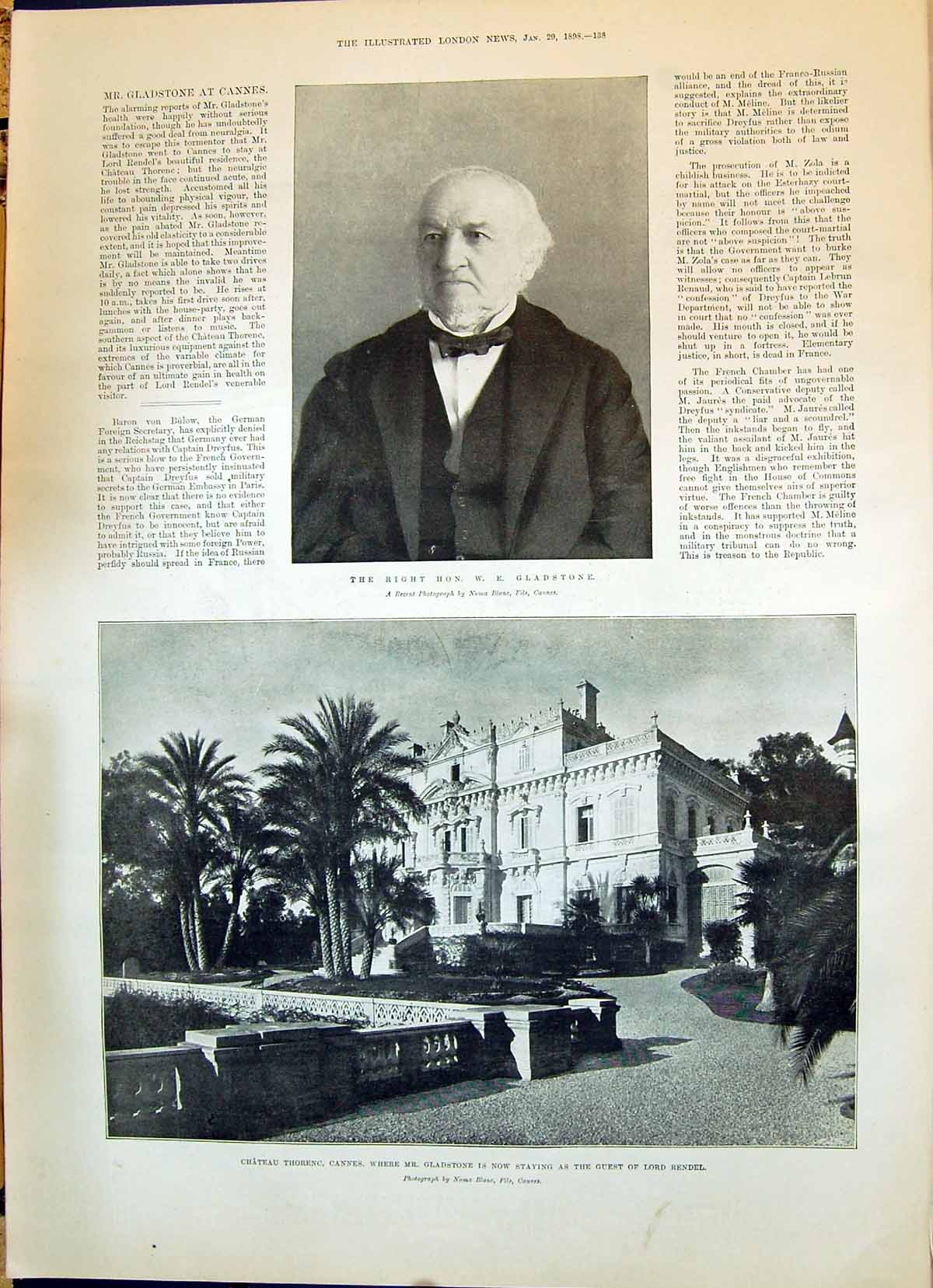 Old 1898 Gladstone Chateau Thorenc Lord Rendel Gregory Thangue Llewel Victorian
