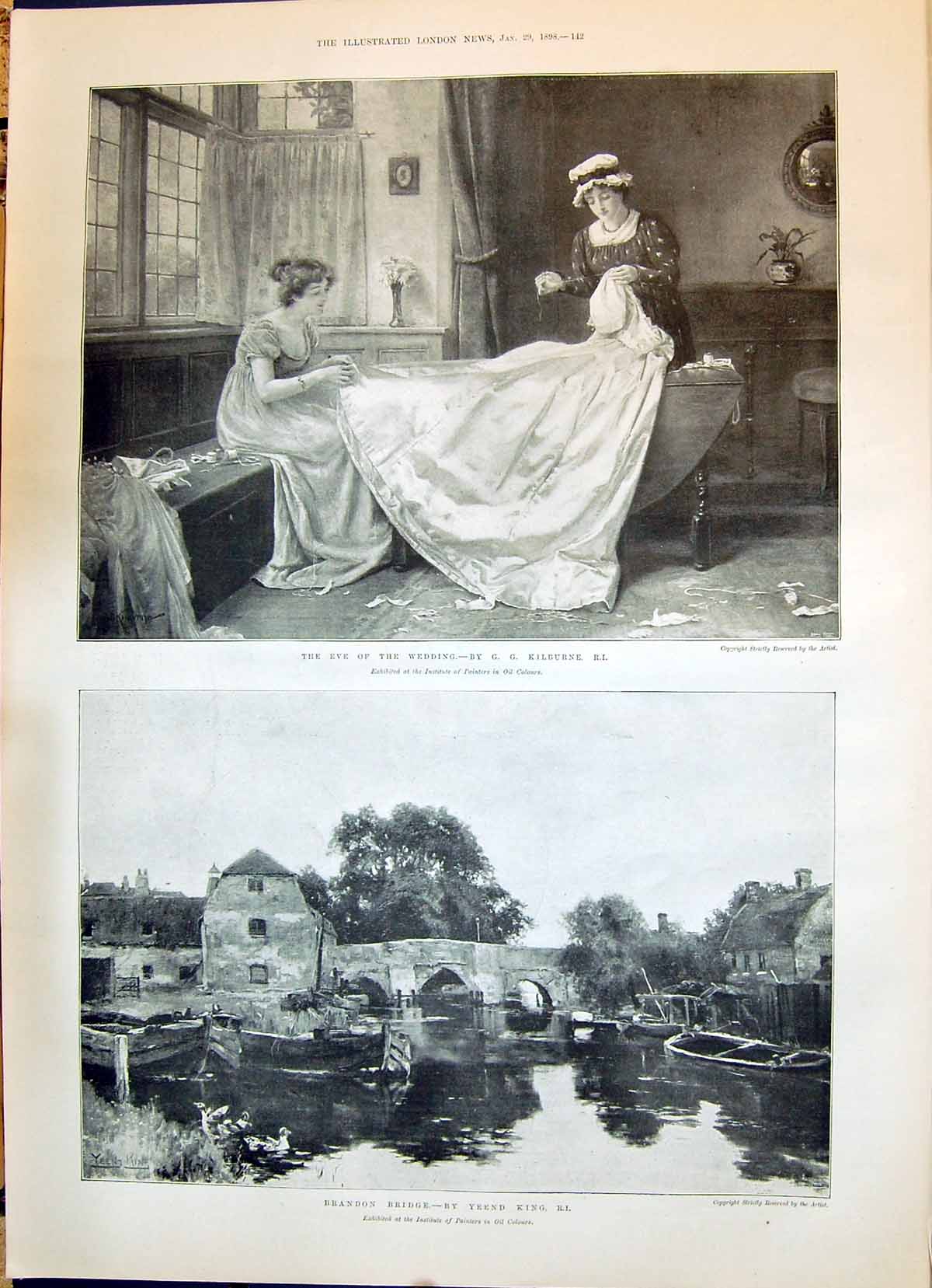 Old 1898 Eve Wedding Scene Brandon Bridge River Liddell Laird Dixon N Victorian