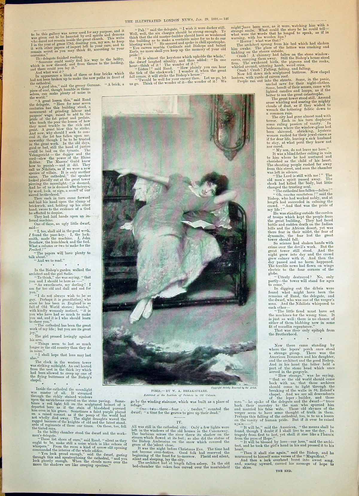 Old 1898 Finis Beautiful Woman Rescue Scene Digging Rubble Bodies Ran Victorian