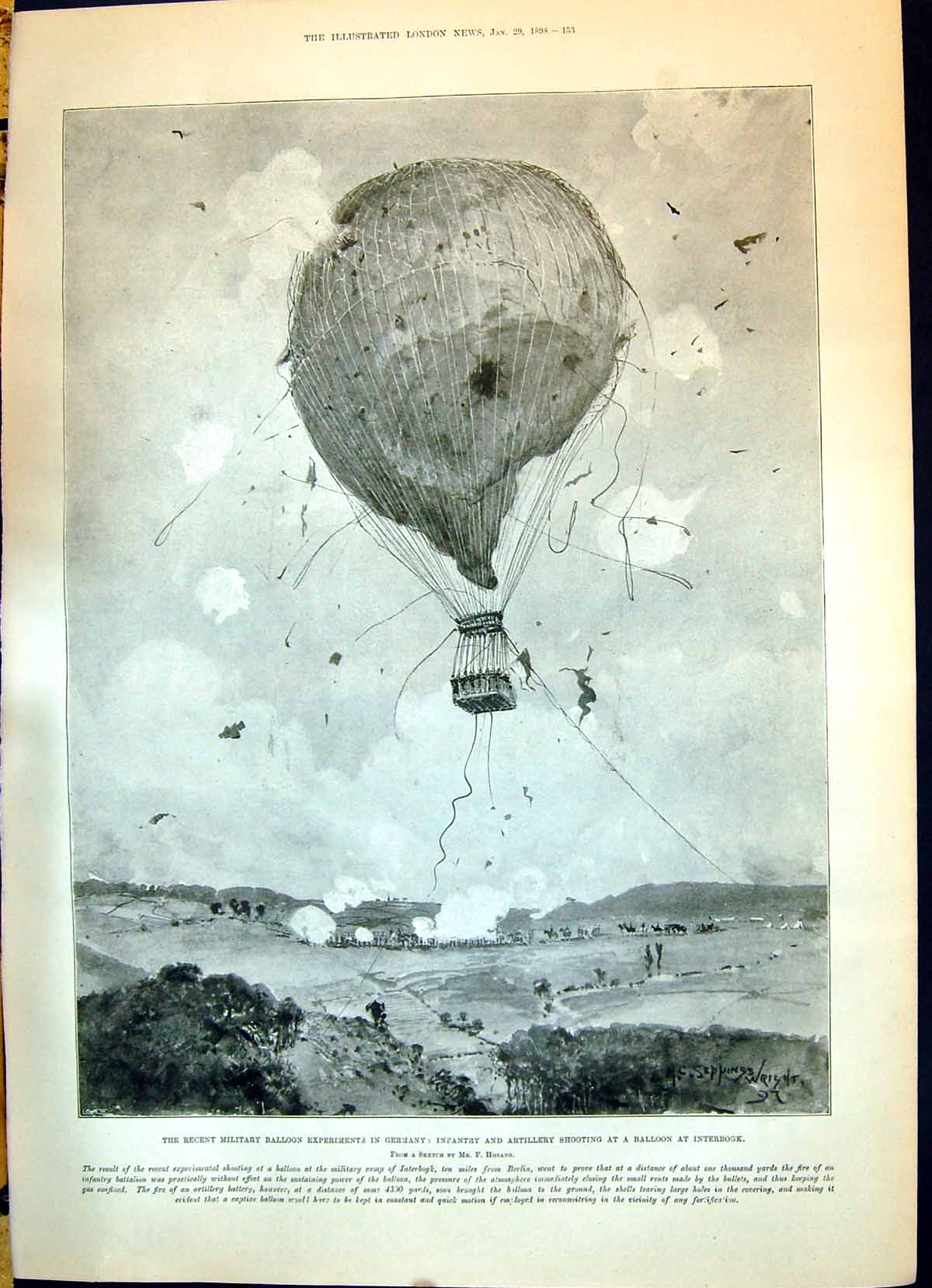 Old 1898 Military Balloon Germany Interbogk Battle Fleurus Rifle Thie Victorian