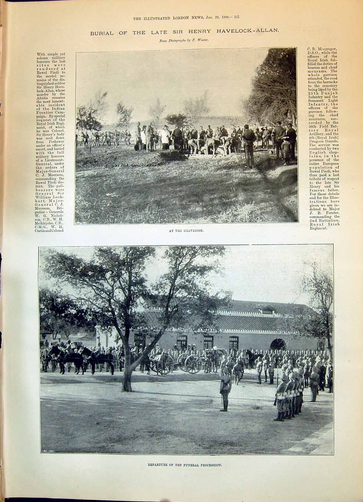 Old 1898 Burial Henry Havelock-Allan Scene Departure Funeral Processi Victorian